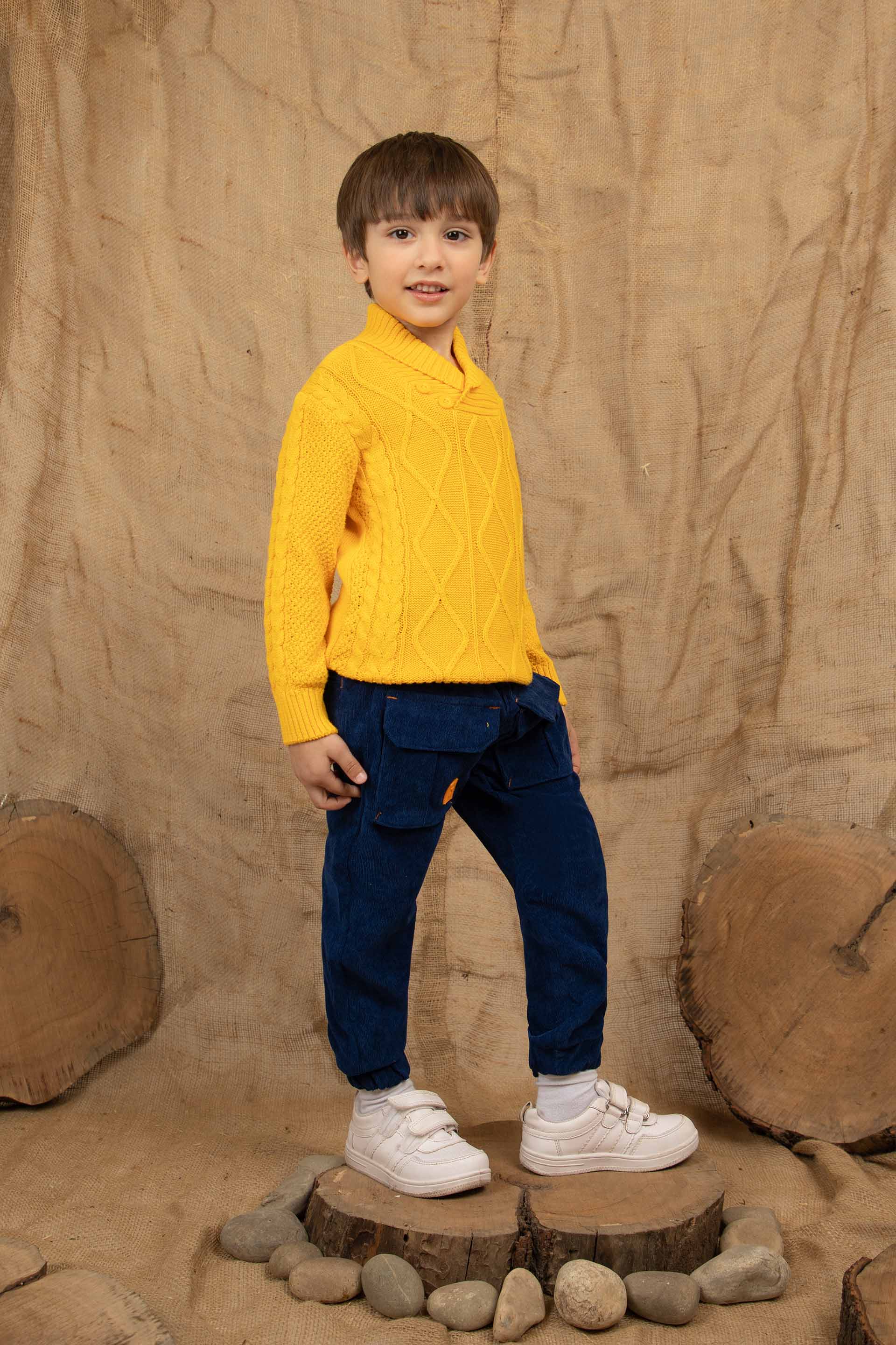 Shawl Collar Sweater Mustard - Image 2