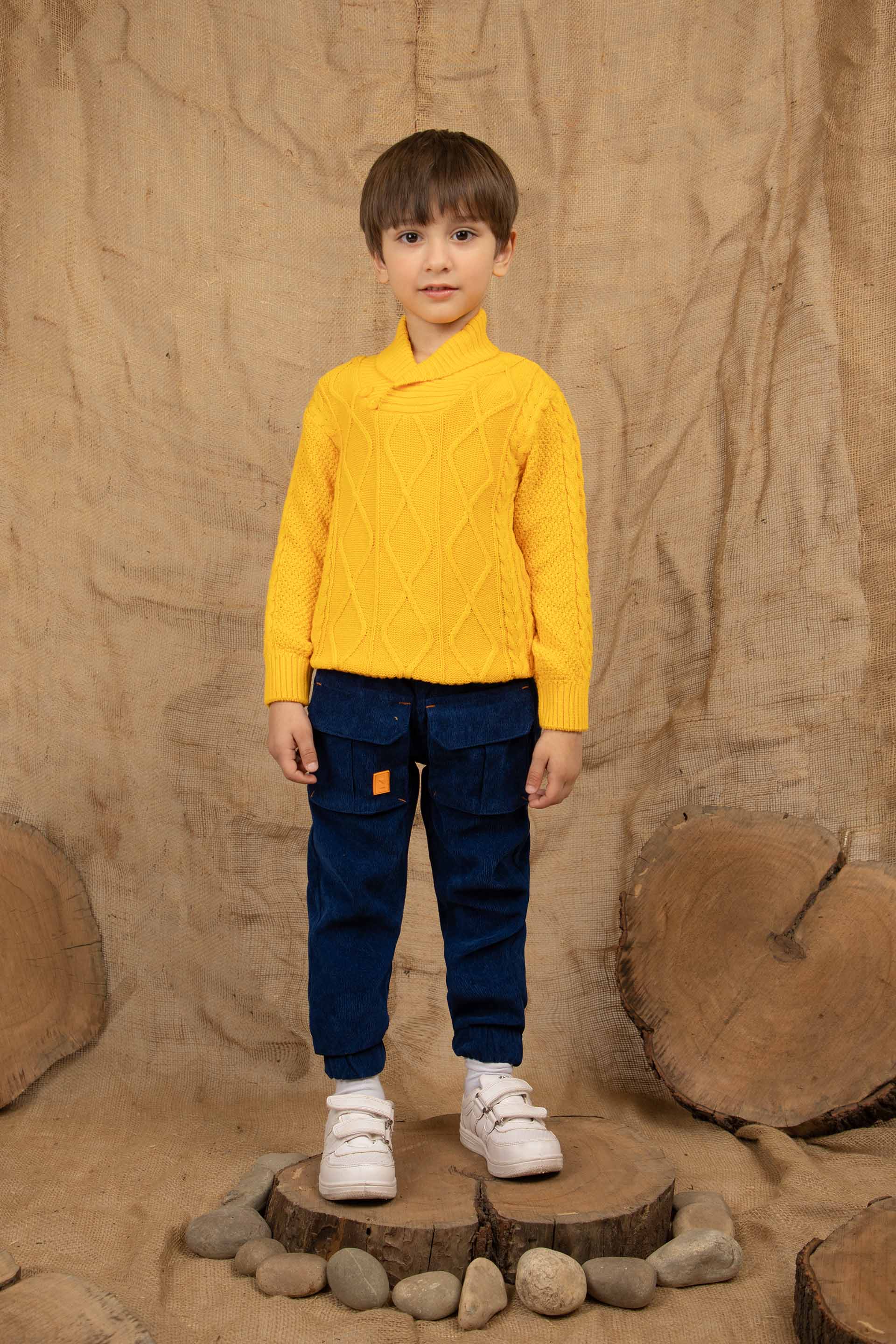 Shawl Collar Sweater Mustard - Image 3