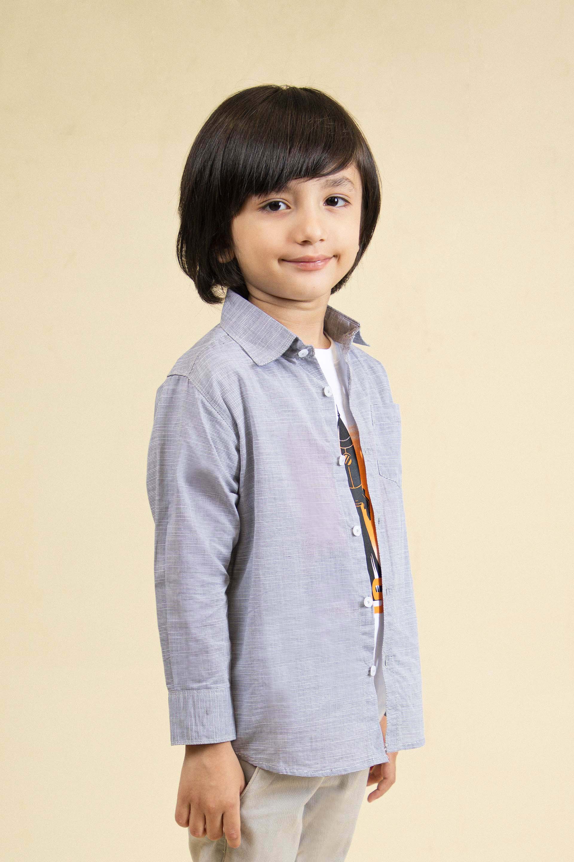 Stripe Shirt Grey/White - Image 3