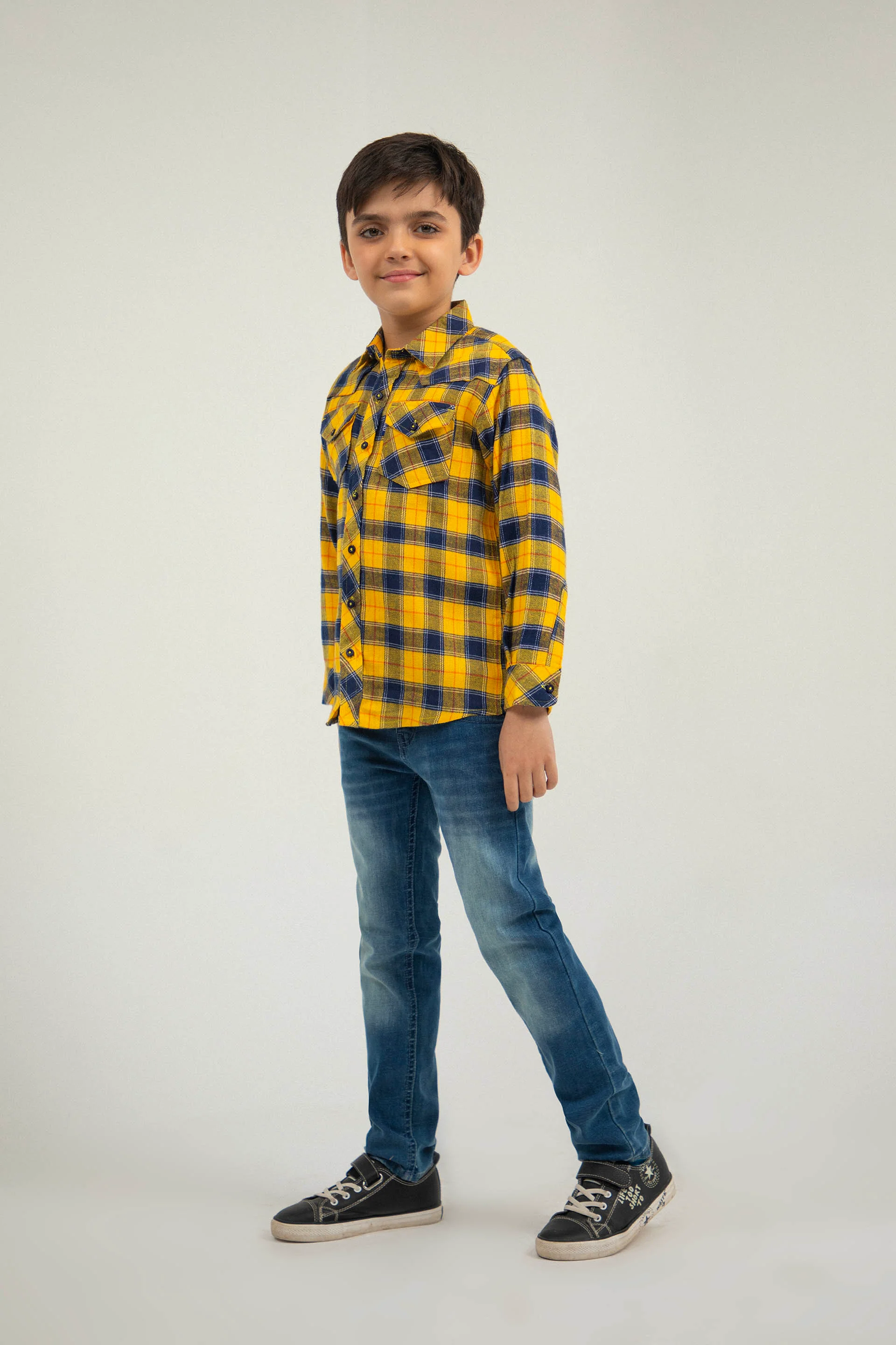 Flannel Shirt Navy/Yellow - Image 3
