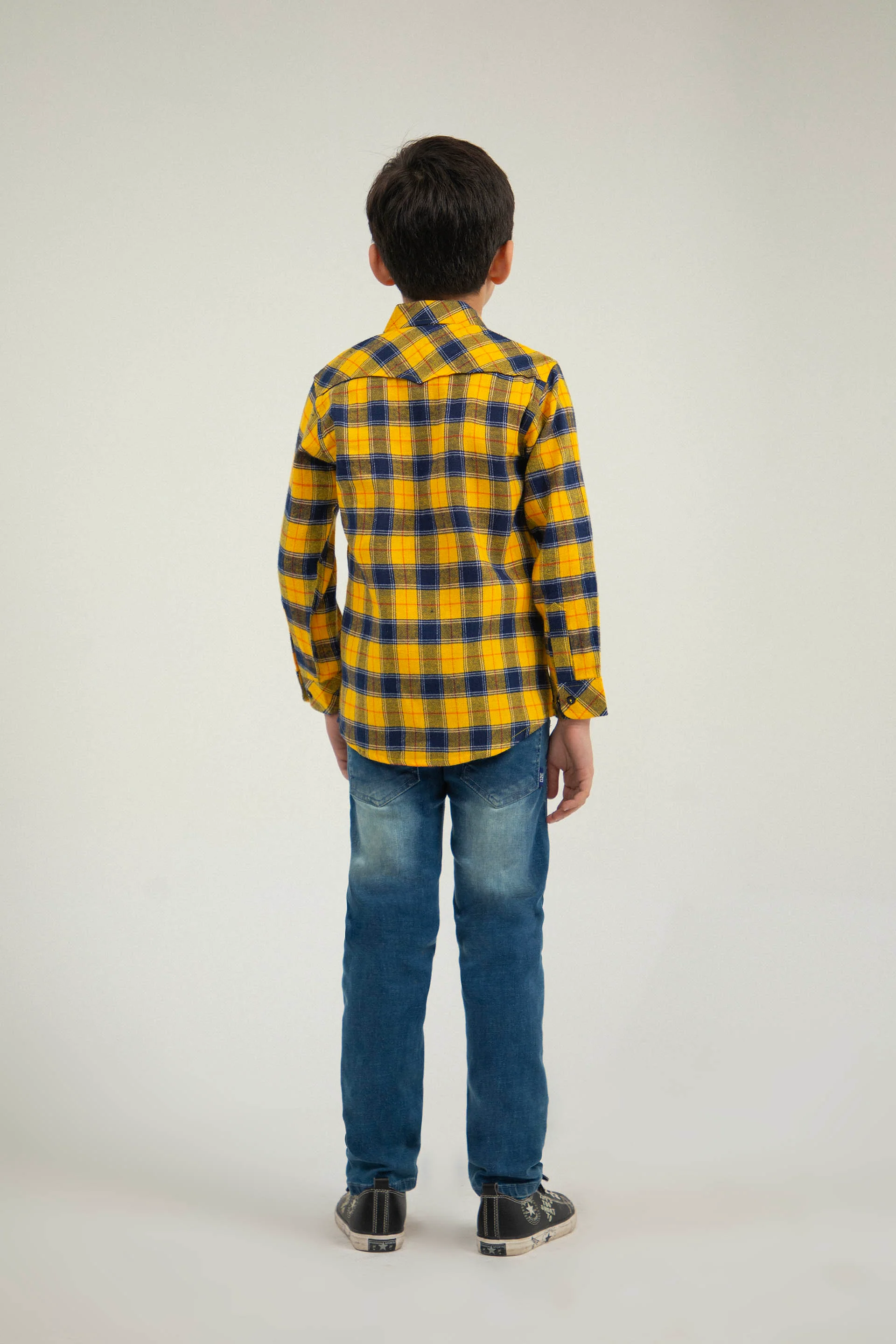 Flannel Shirt Navy/Yellow - Image 4