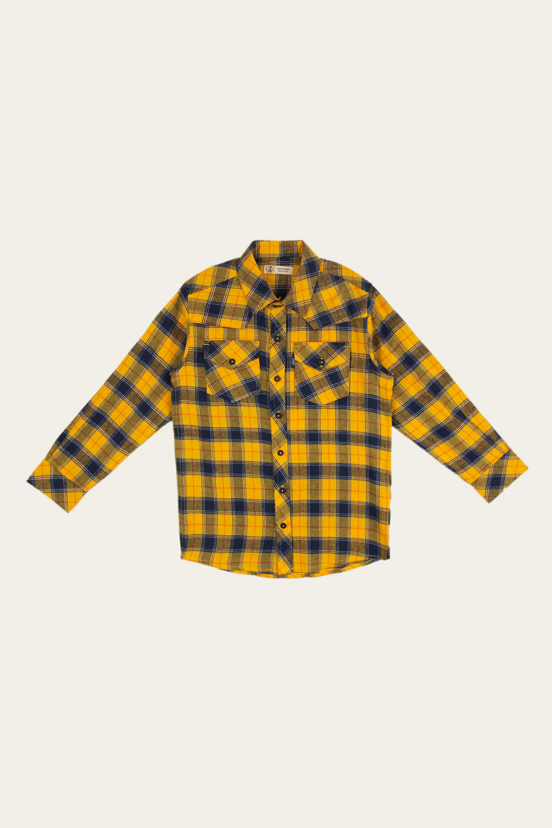 Flannel Shirt Navy/Yellow - Image 5