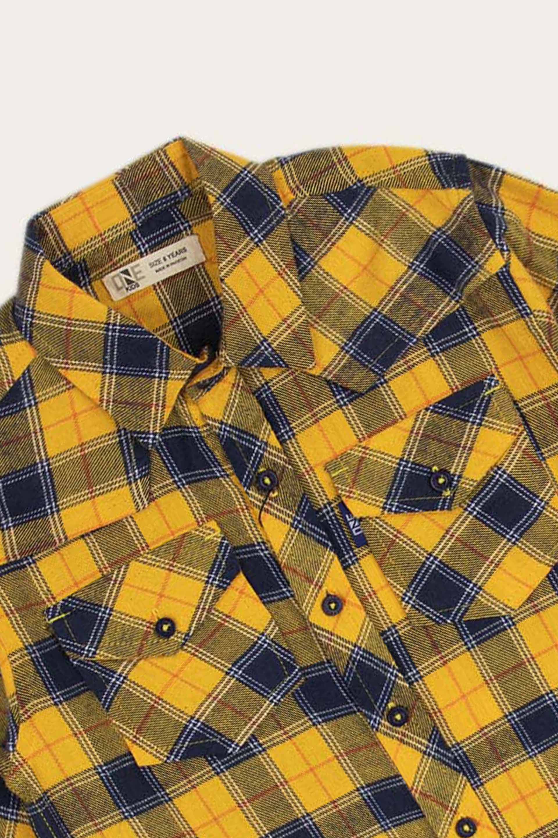 Flannel Shirt Navy/Yellow - Image 7