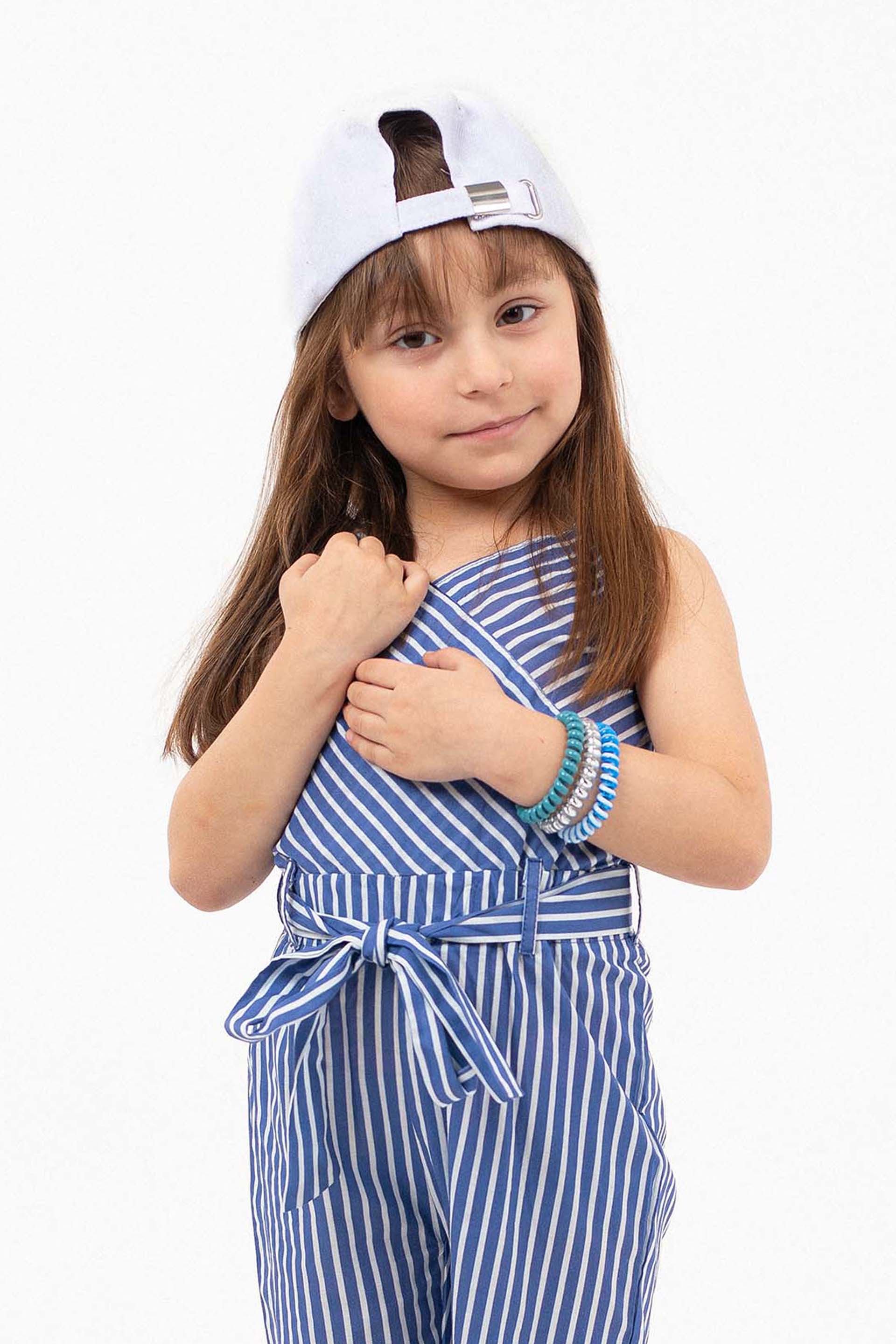 Tie Up Jumpsuit White/Blue - Image 2