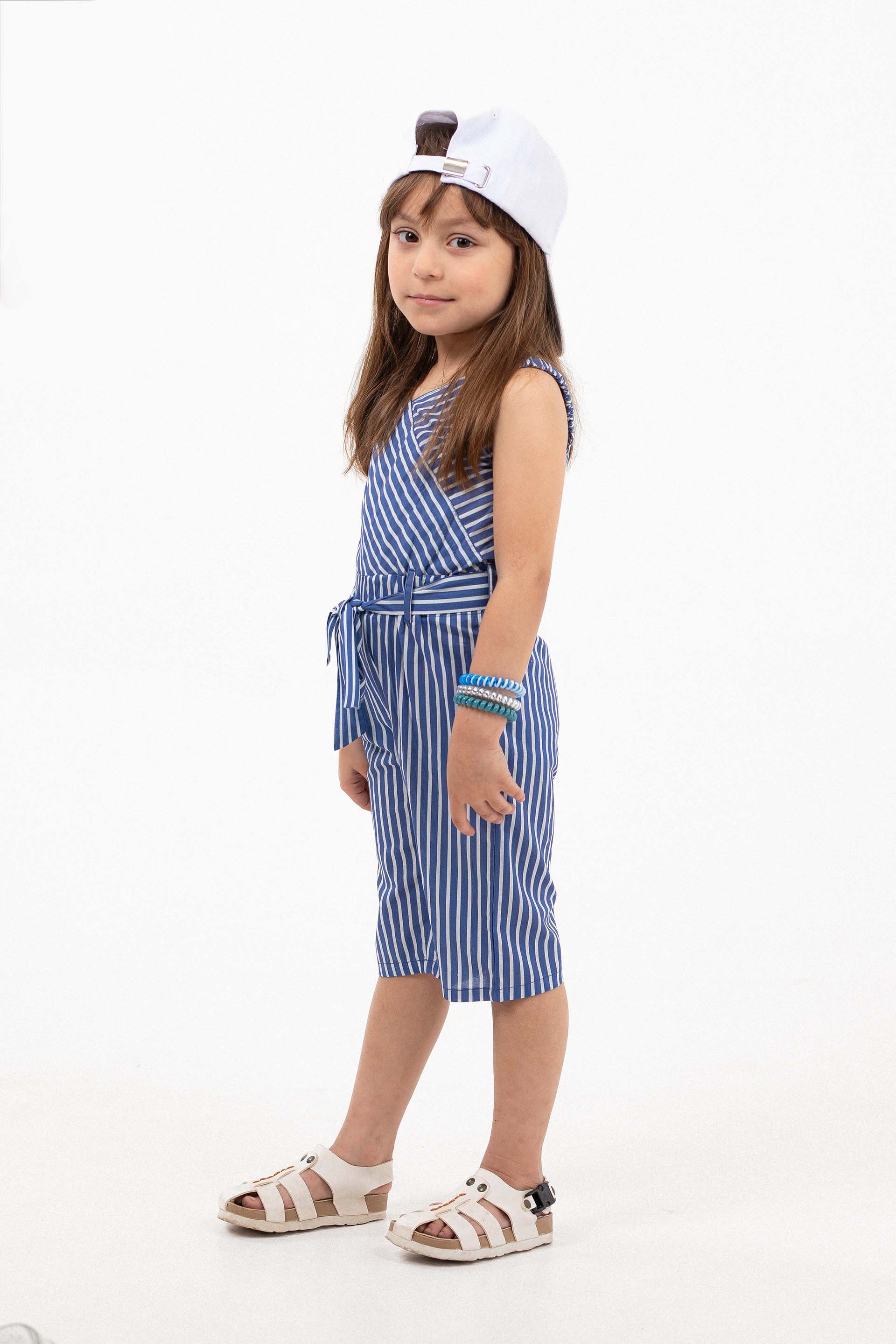 Tie Up Jumpsuit White/Blue - Image 3