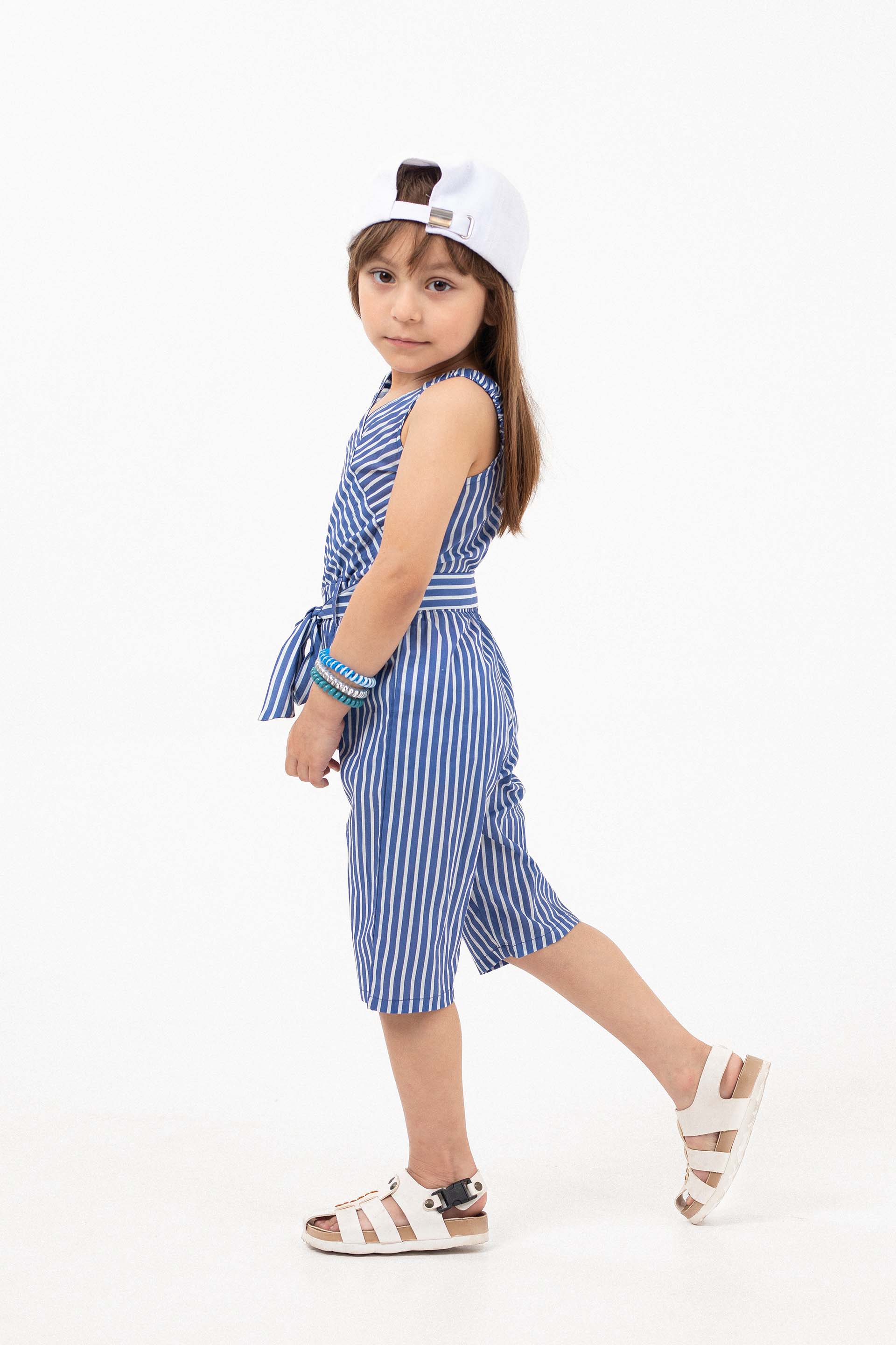 Tie Up Jumpsuit White/Blue - Image 4