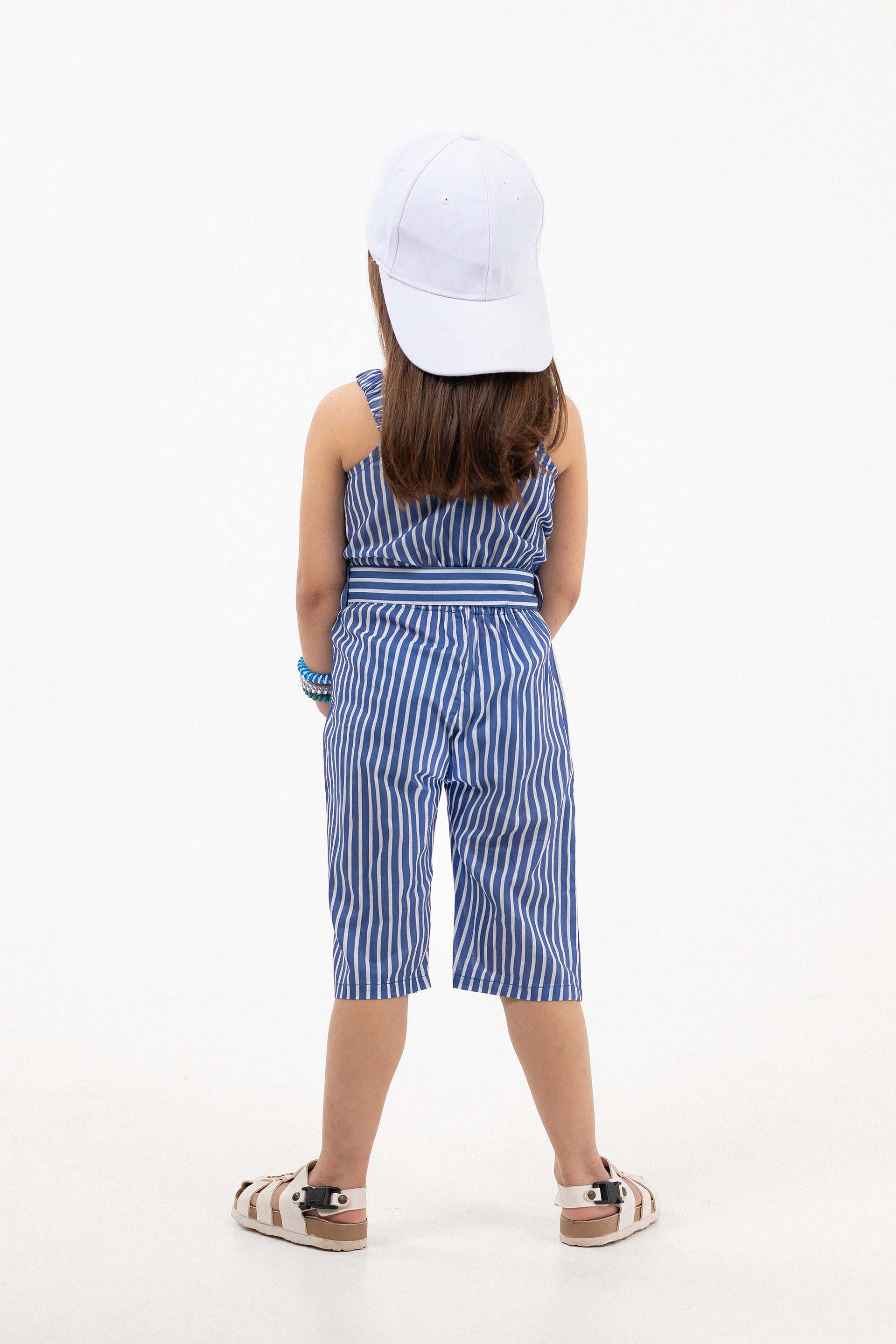 Tie Up Jumpsuit White/Blue - Image 6