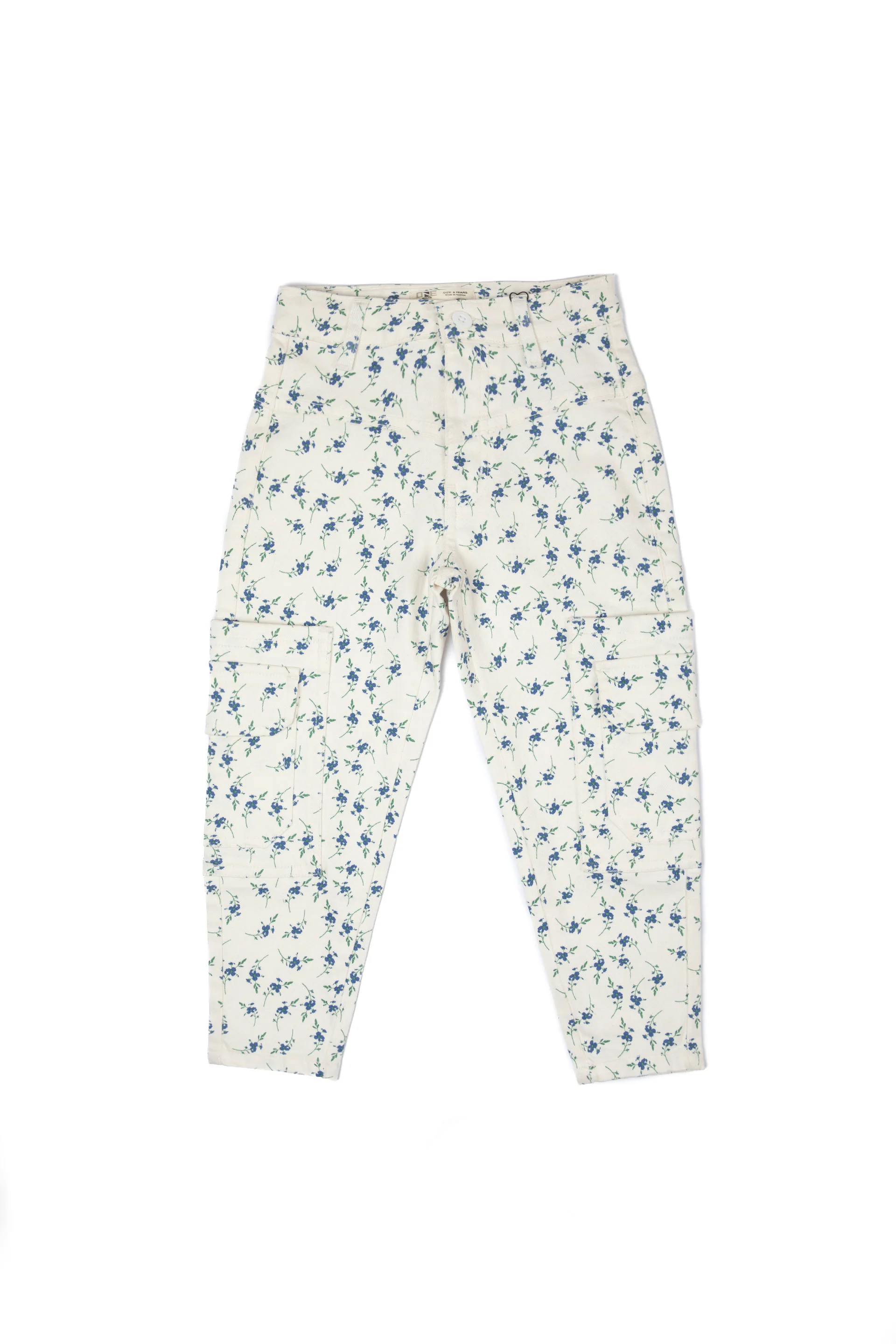 Floral Cargo Pants White - Image 4