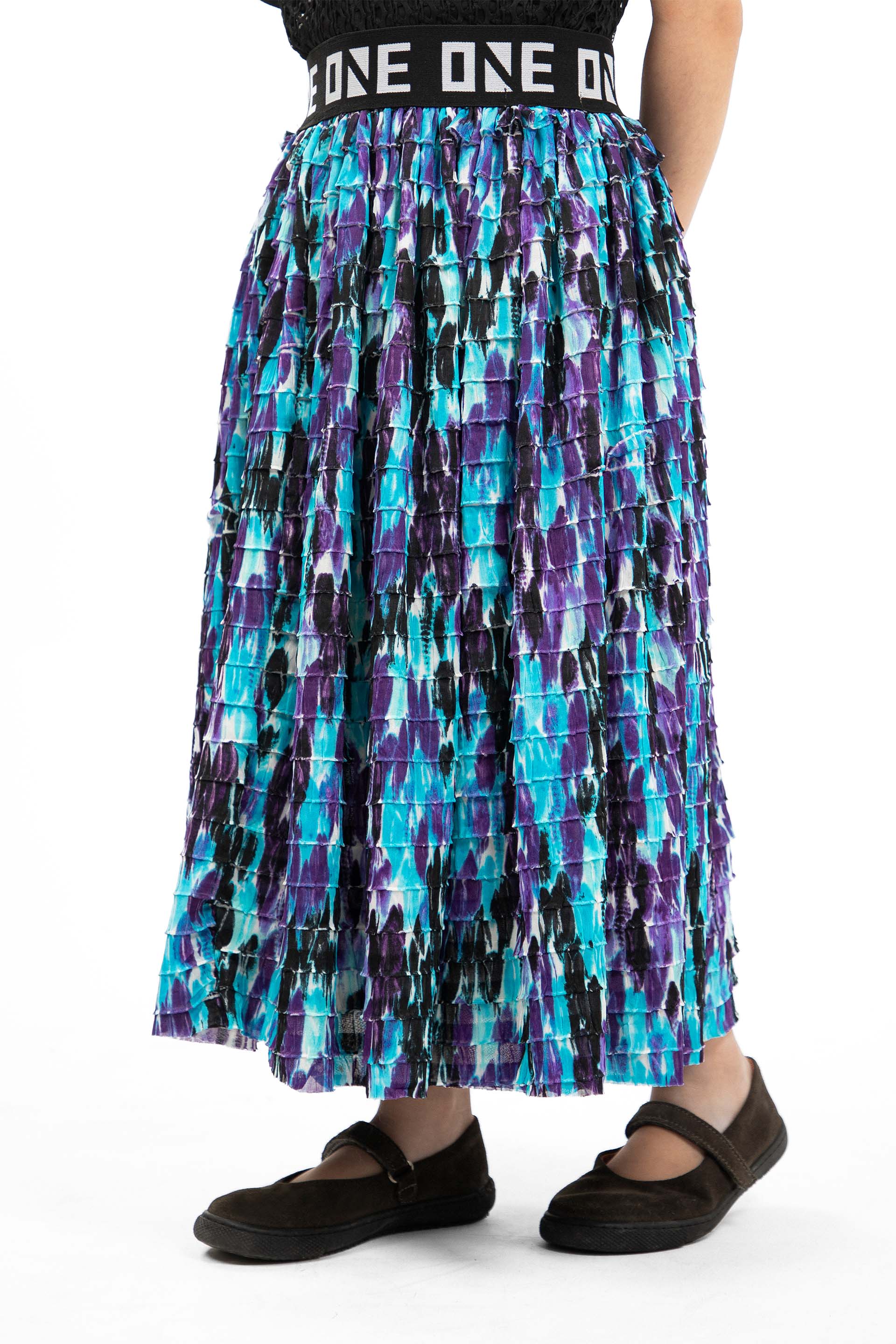 Long Textured Skirt Multi - Image 2