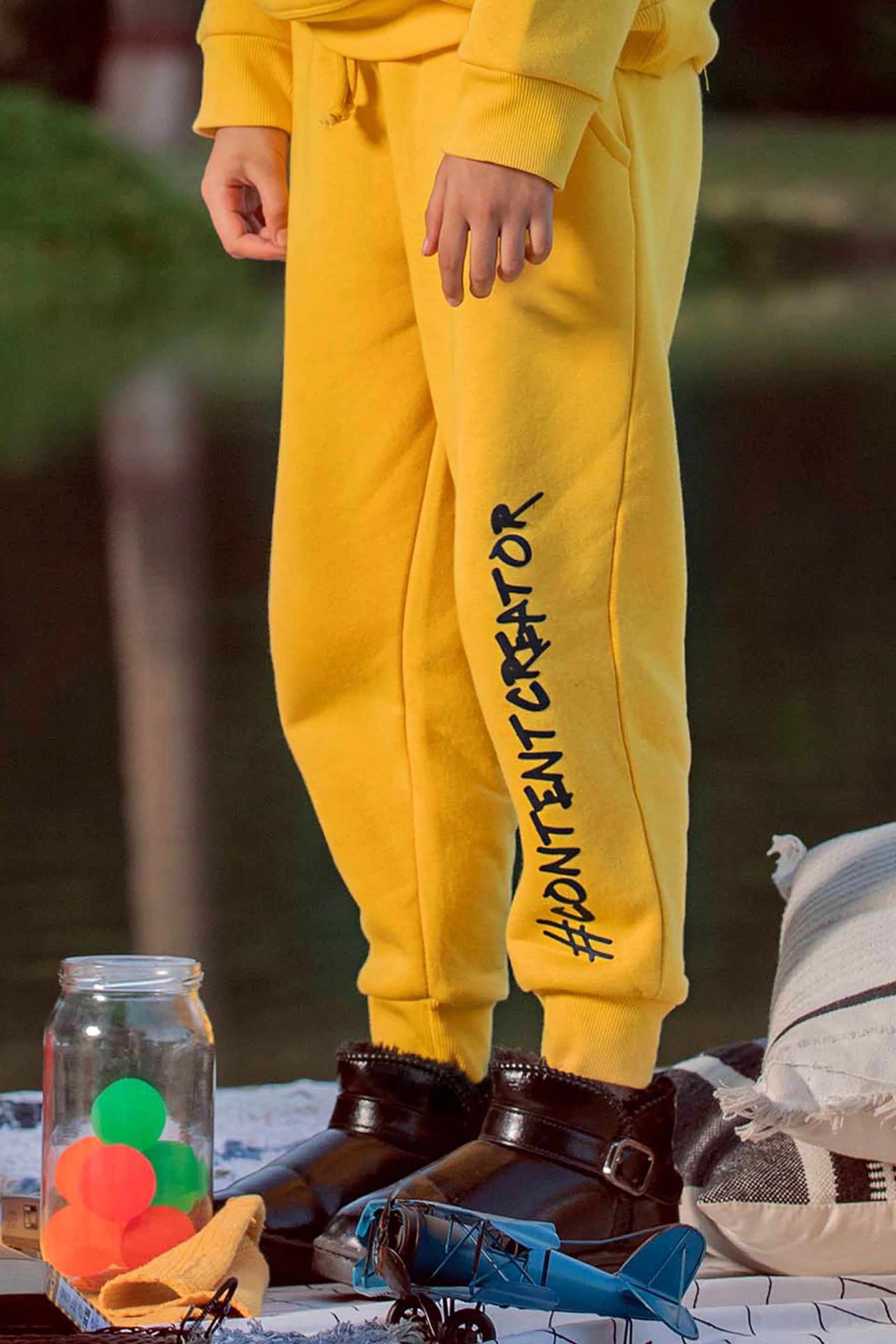 Slogan Track Pants Mustard - Image 2