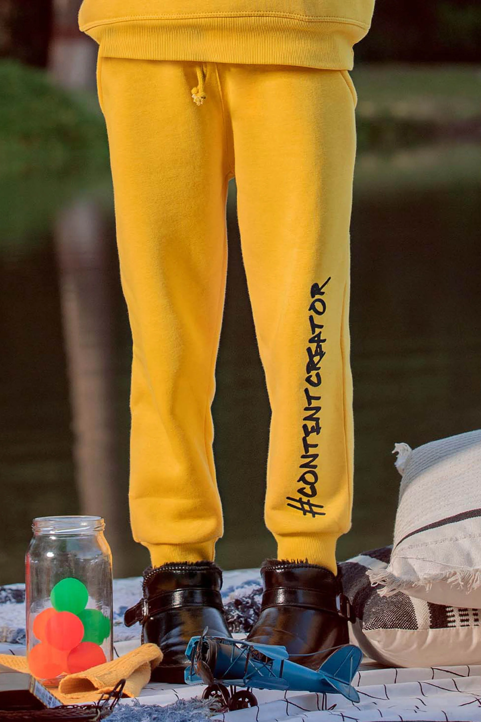 Slogan Track Pants Mustard - Image 3
