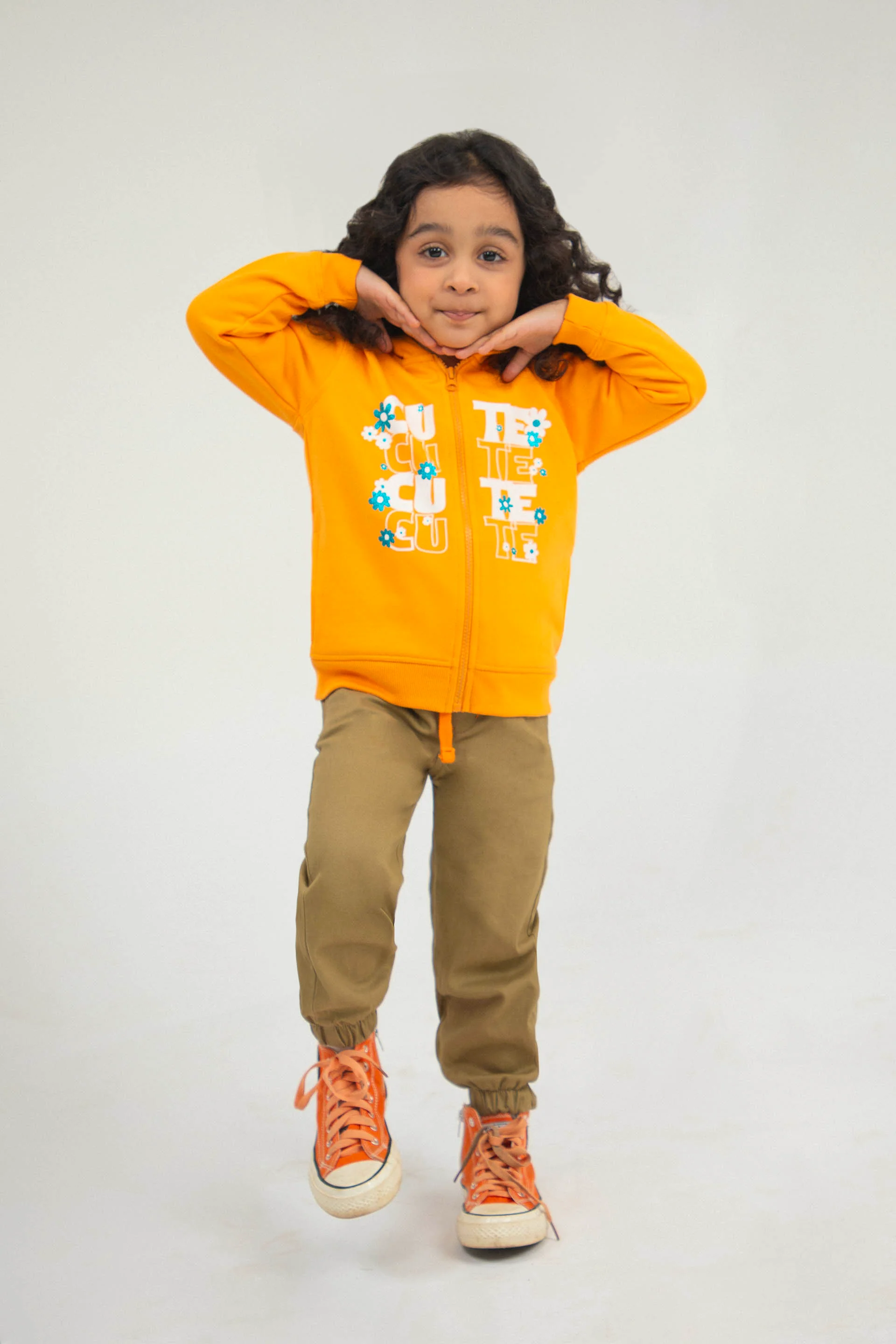 Graphic Zipper Hoodie Orange - Image 2