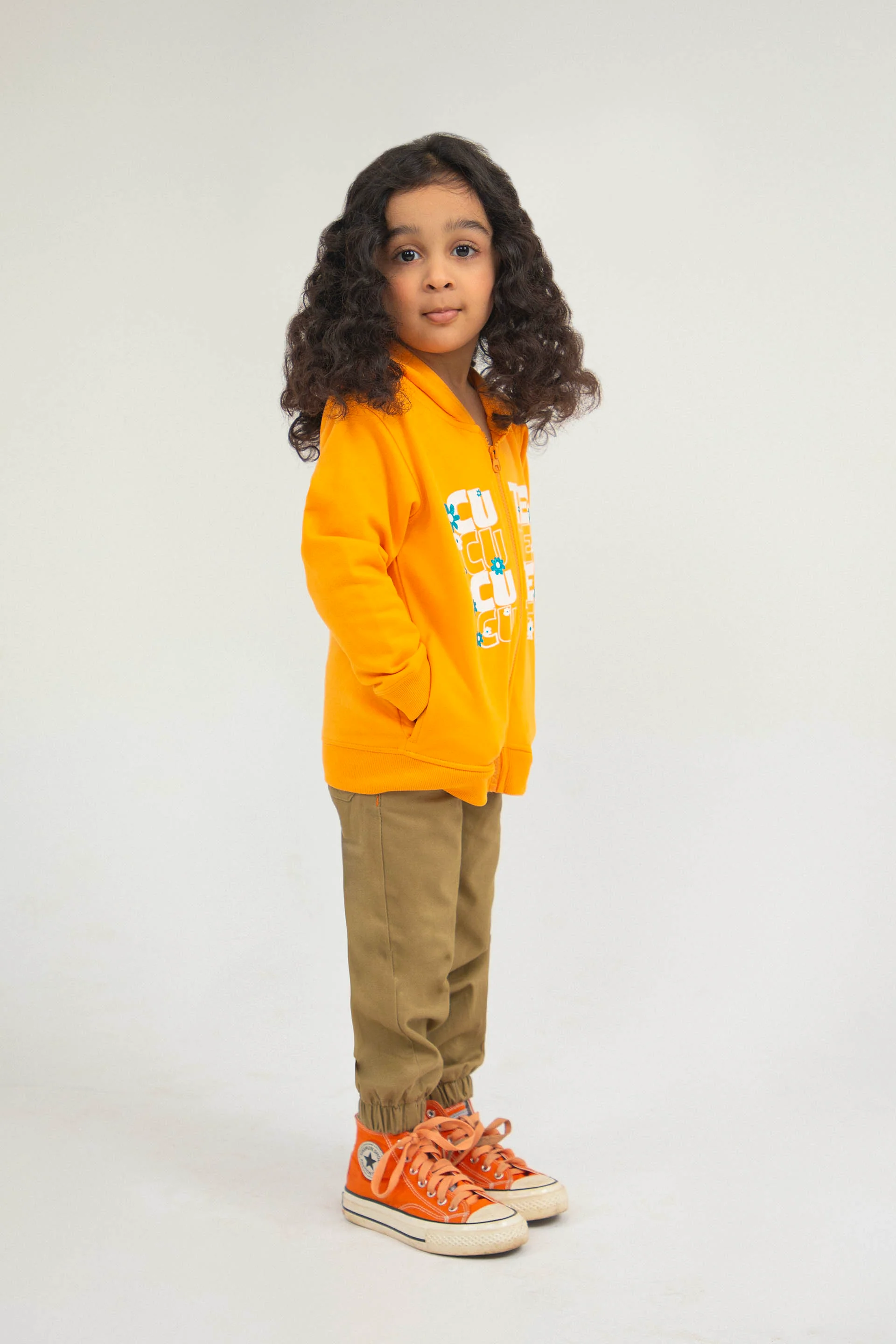 Graphic Zipper Hoodie Orange - Image 3