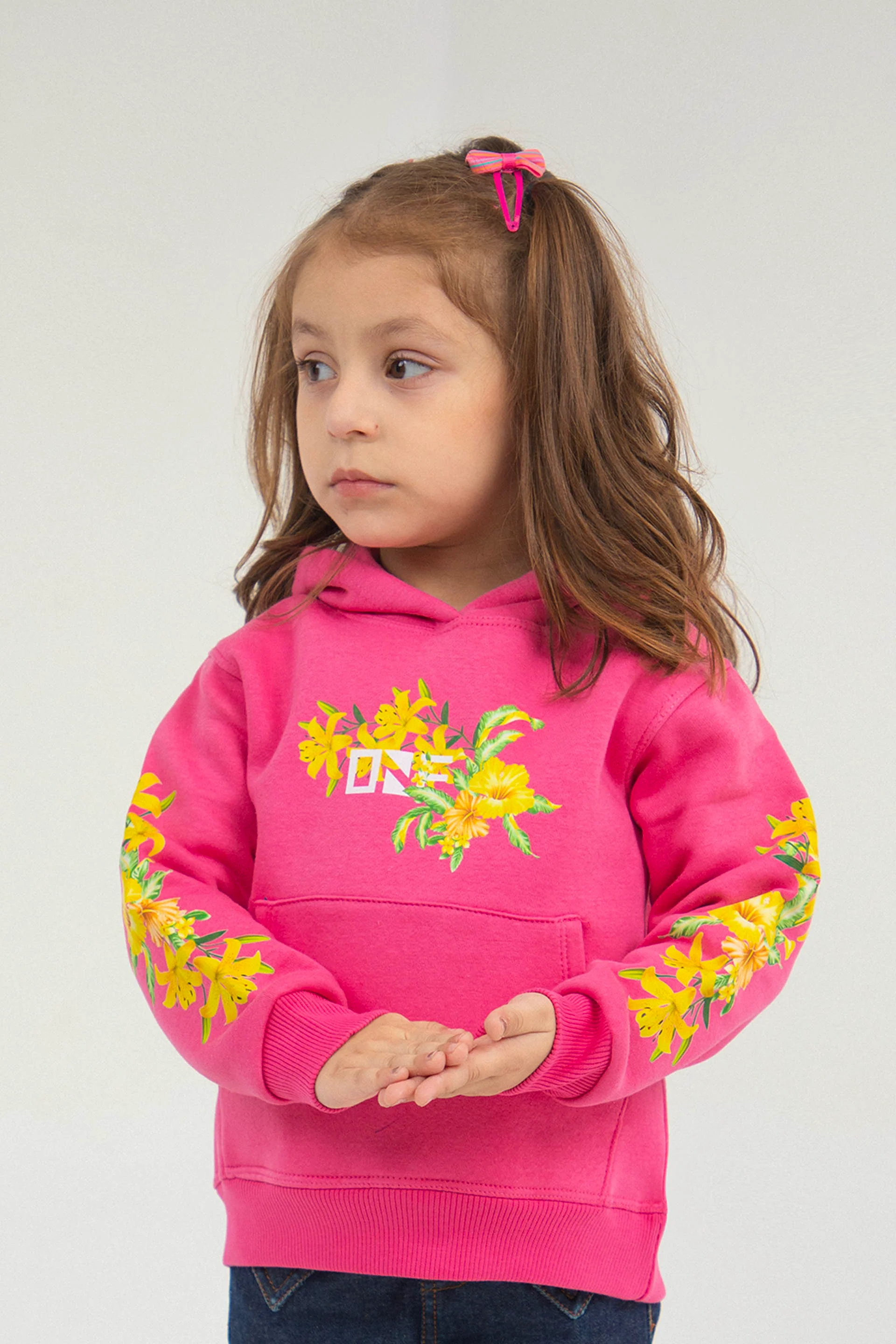 Floral Pullover Hoodie Pink