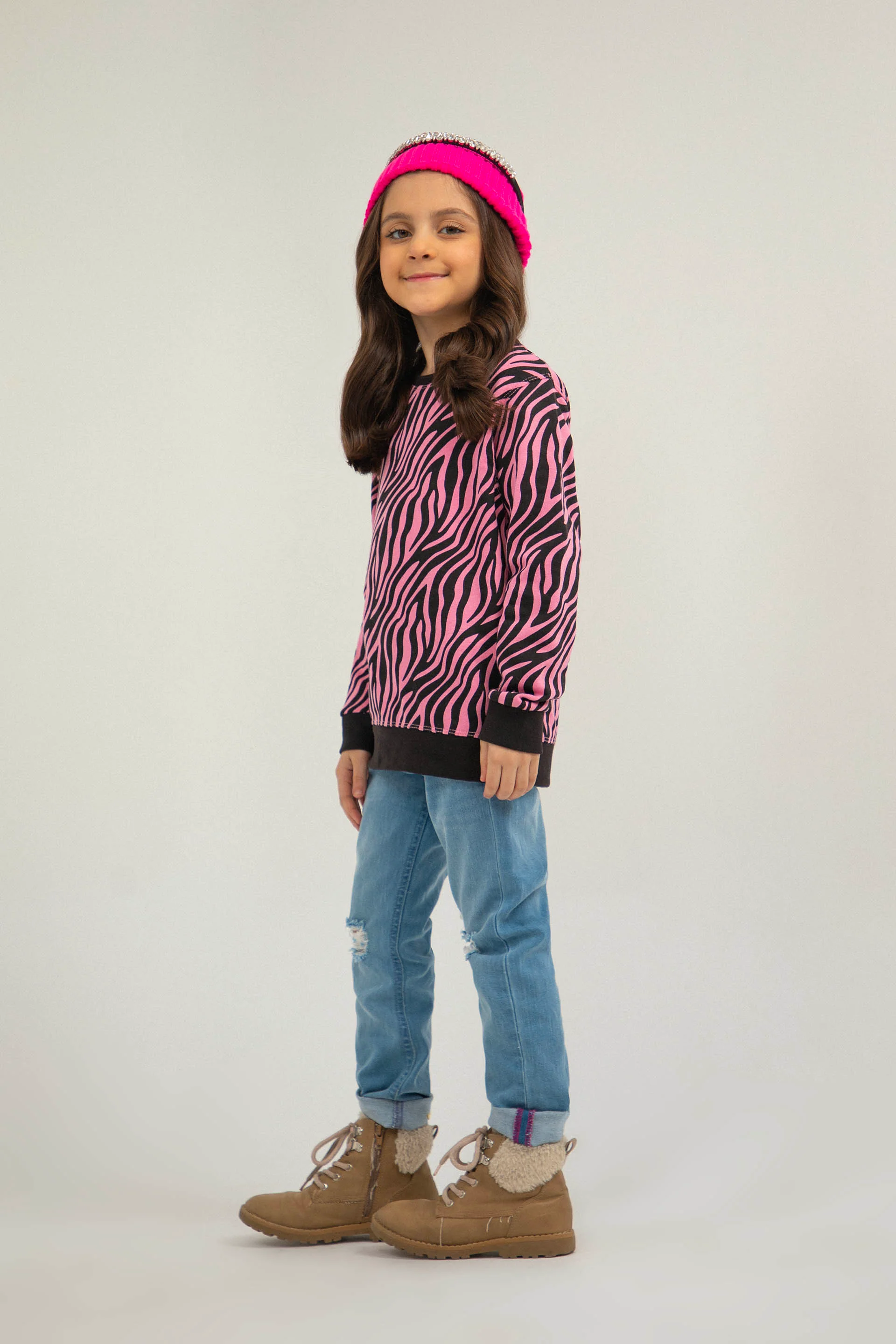 Zebra Sweatshirt Pink/Black - Image 2