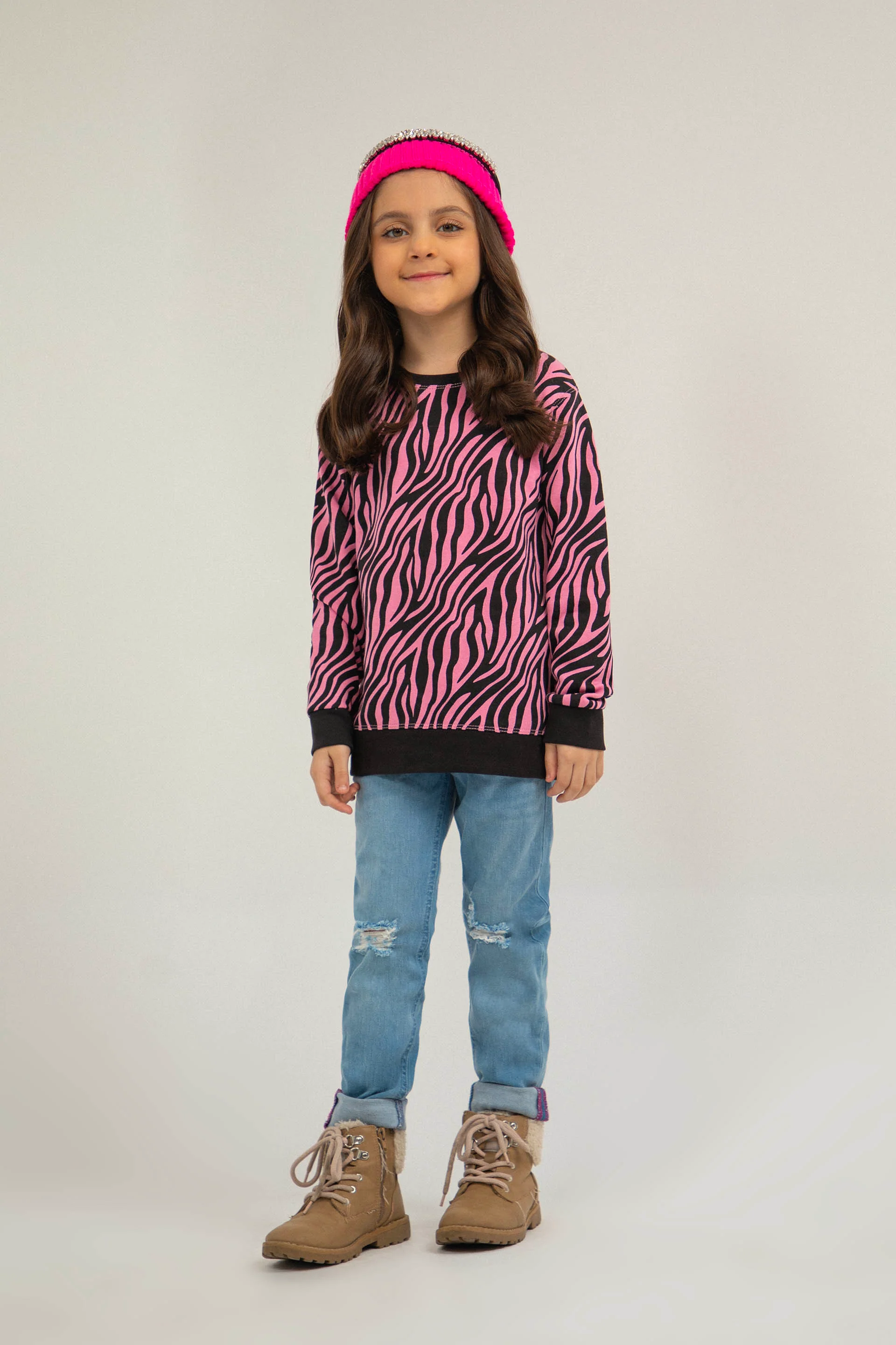 Zebra Sweatshirt Pink/Black - Image 3