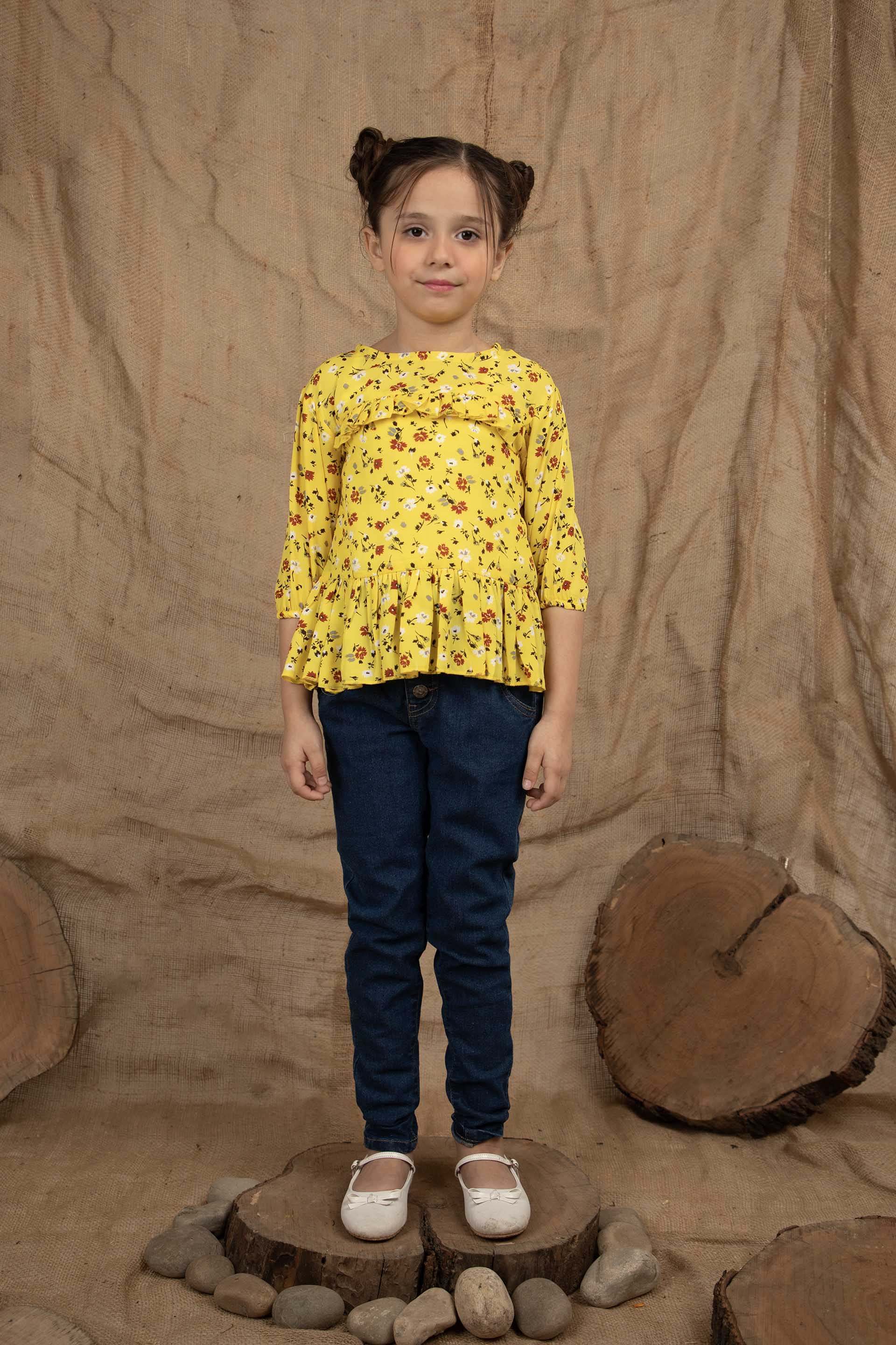 Floral Ruffle Dress Yellow - Image 3