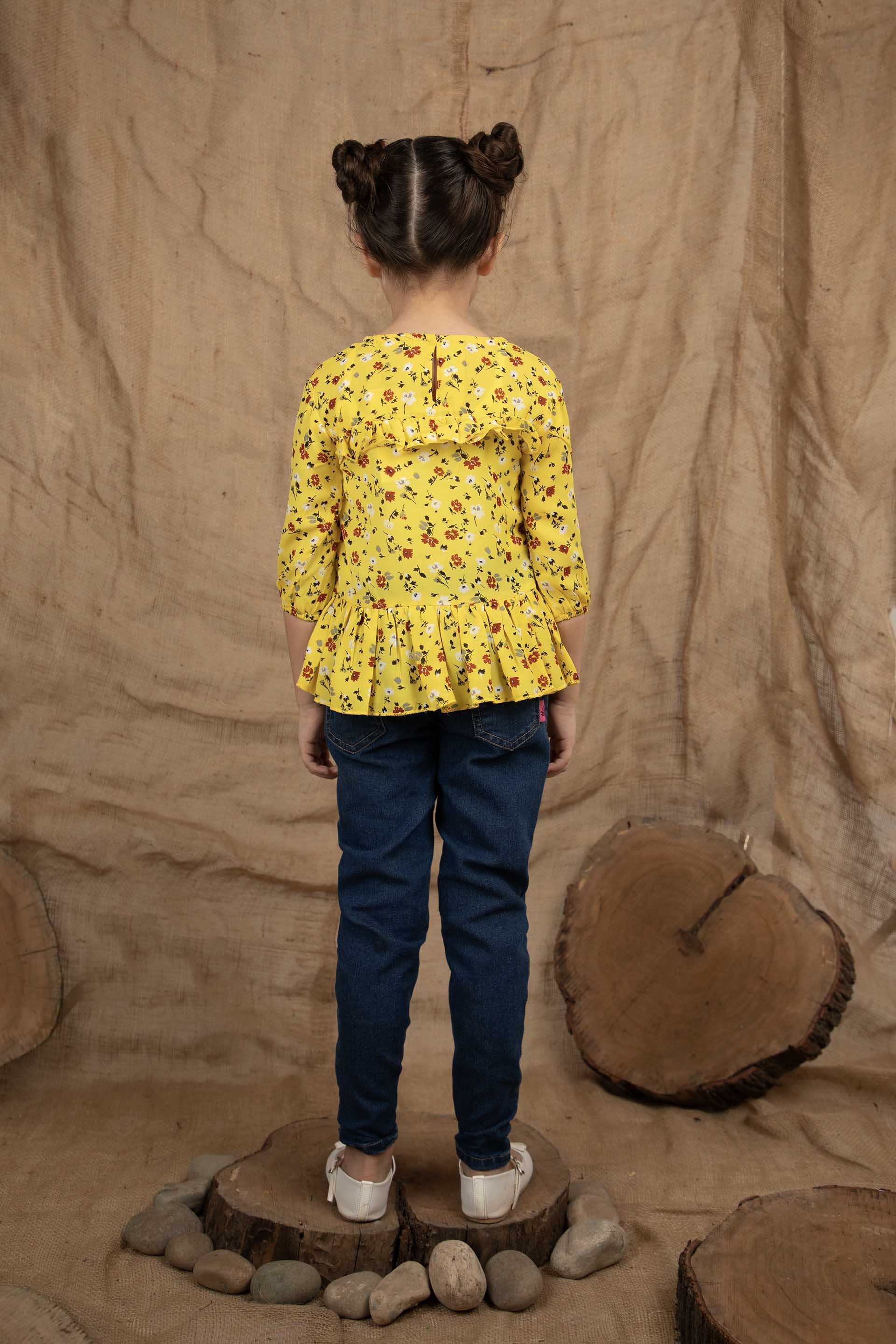 Floral Ruffle Dress Yellow - Image 4