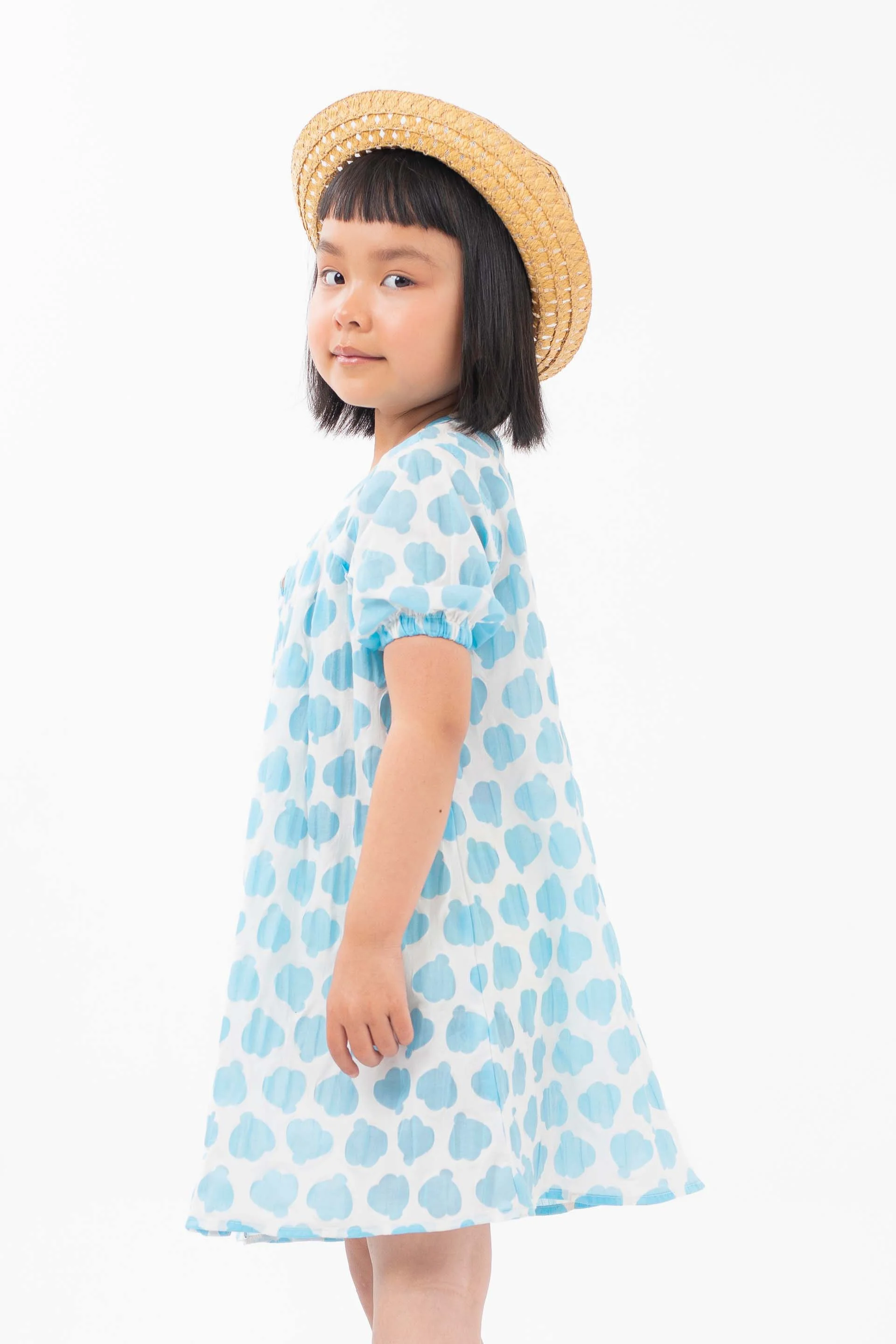 Printed Dress White/Blue - Image 3