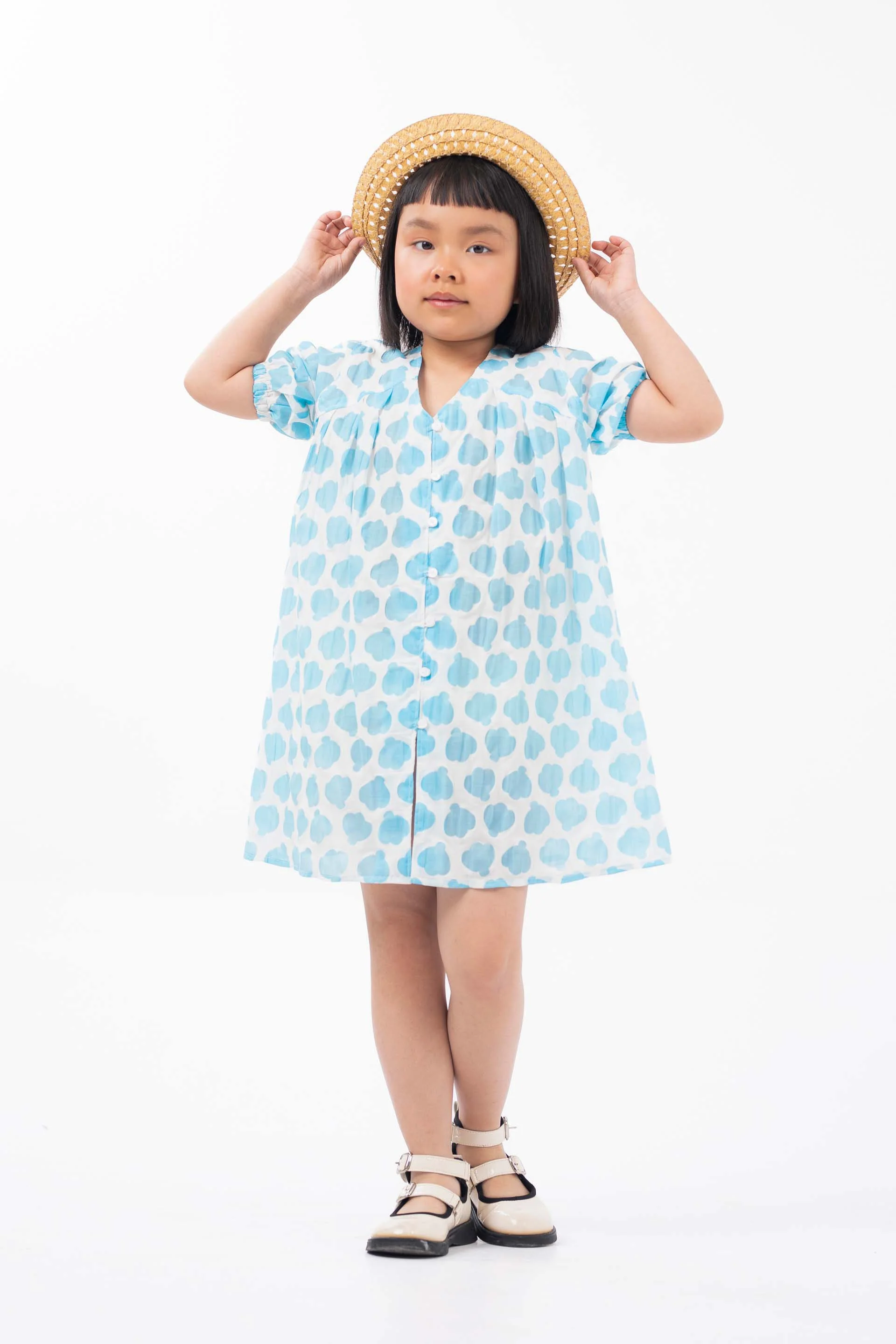 Printed Dress White/Blue - Image 4