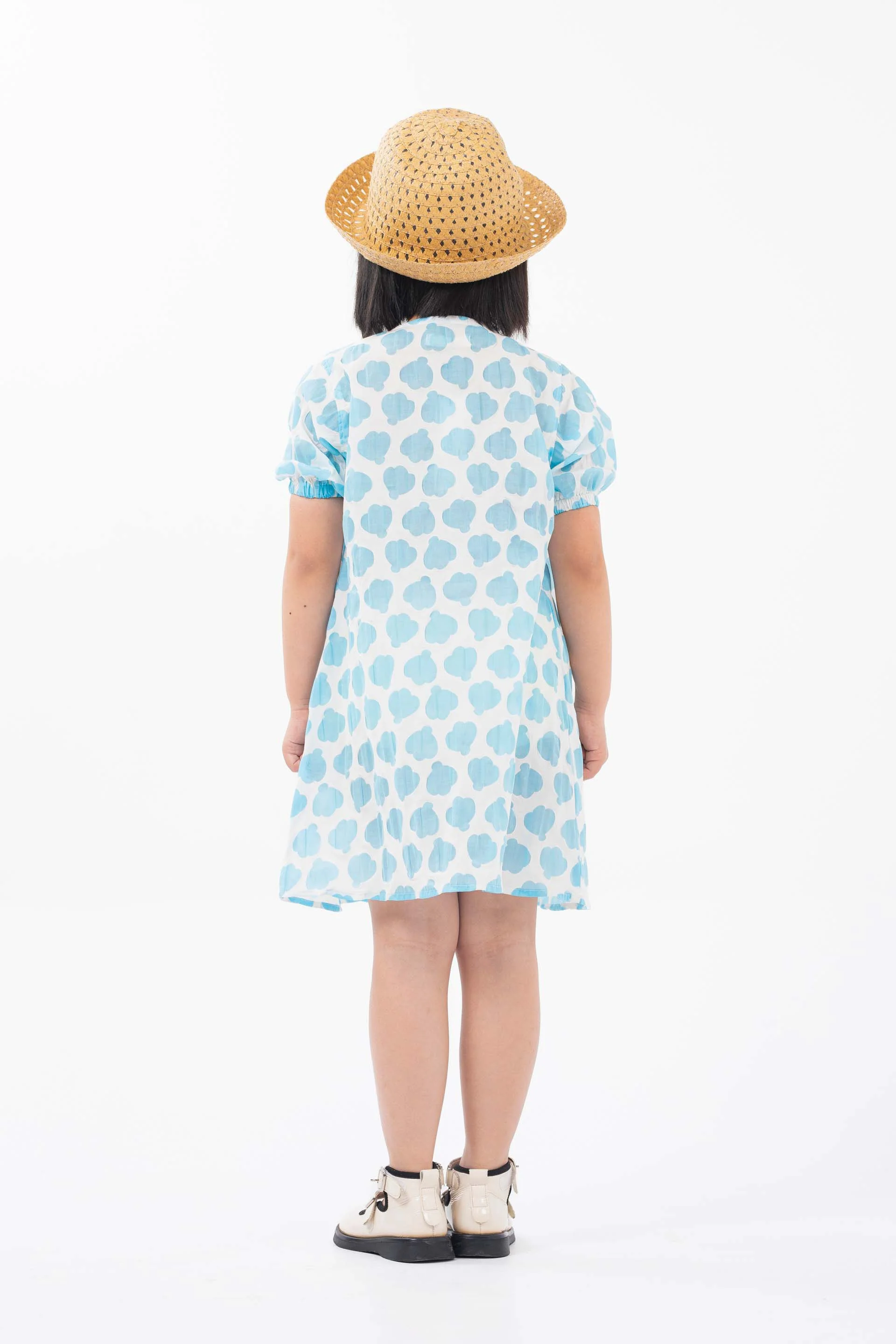 Printed Dress White/Blue - Image 5