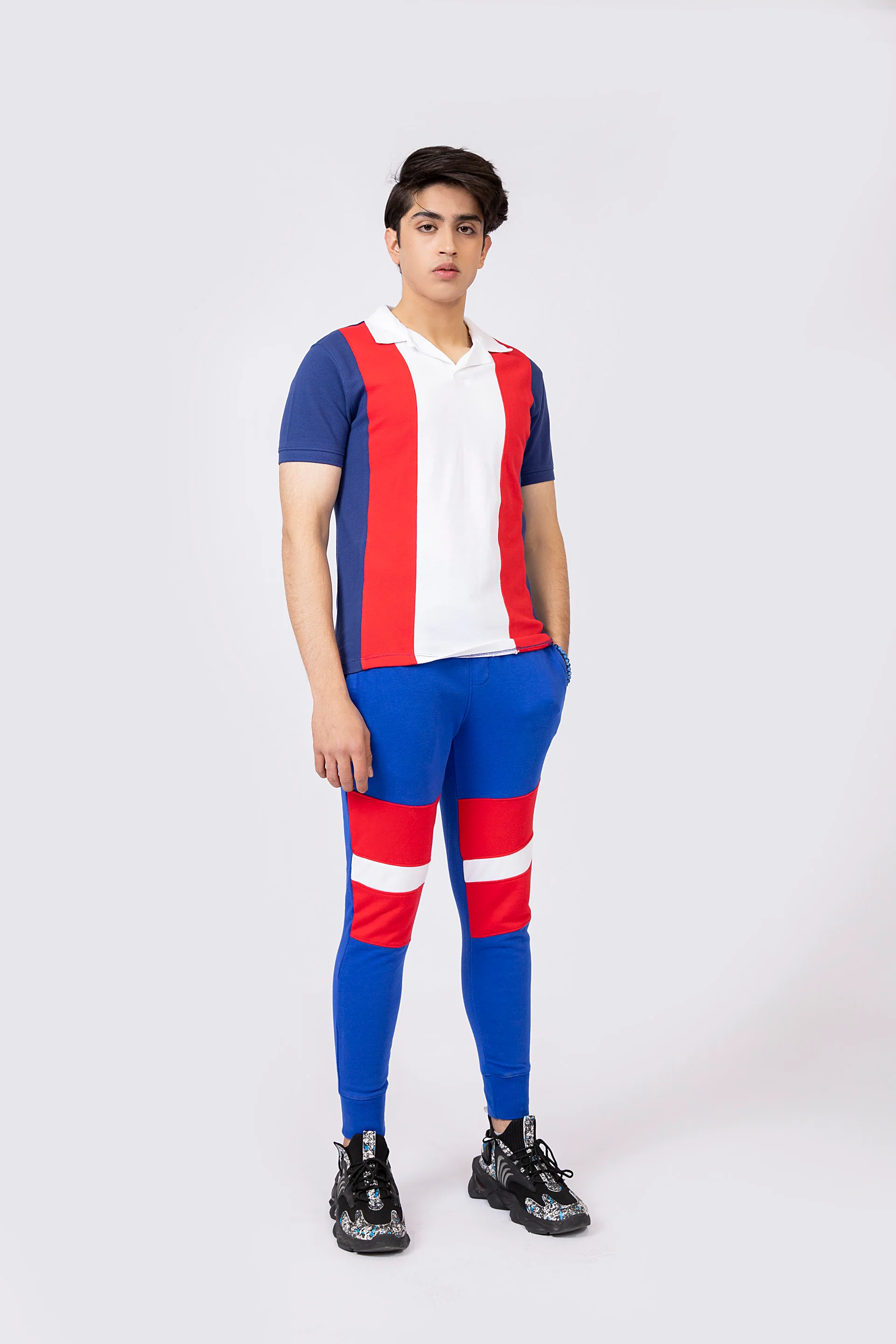Paneled Track Pants Blue - Image 3