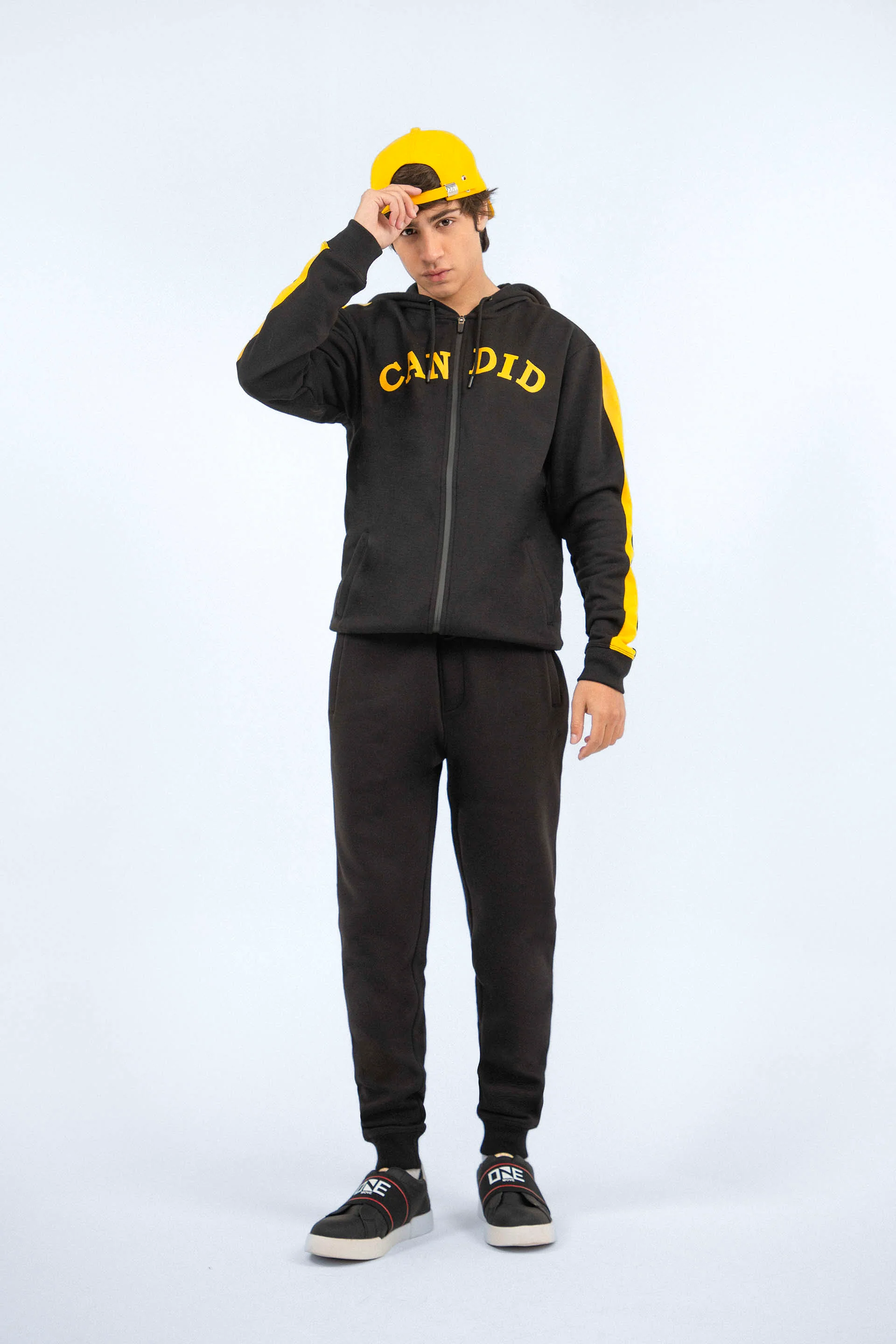 Panel Zipper Hoodie Black - Image 3
