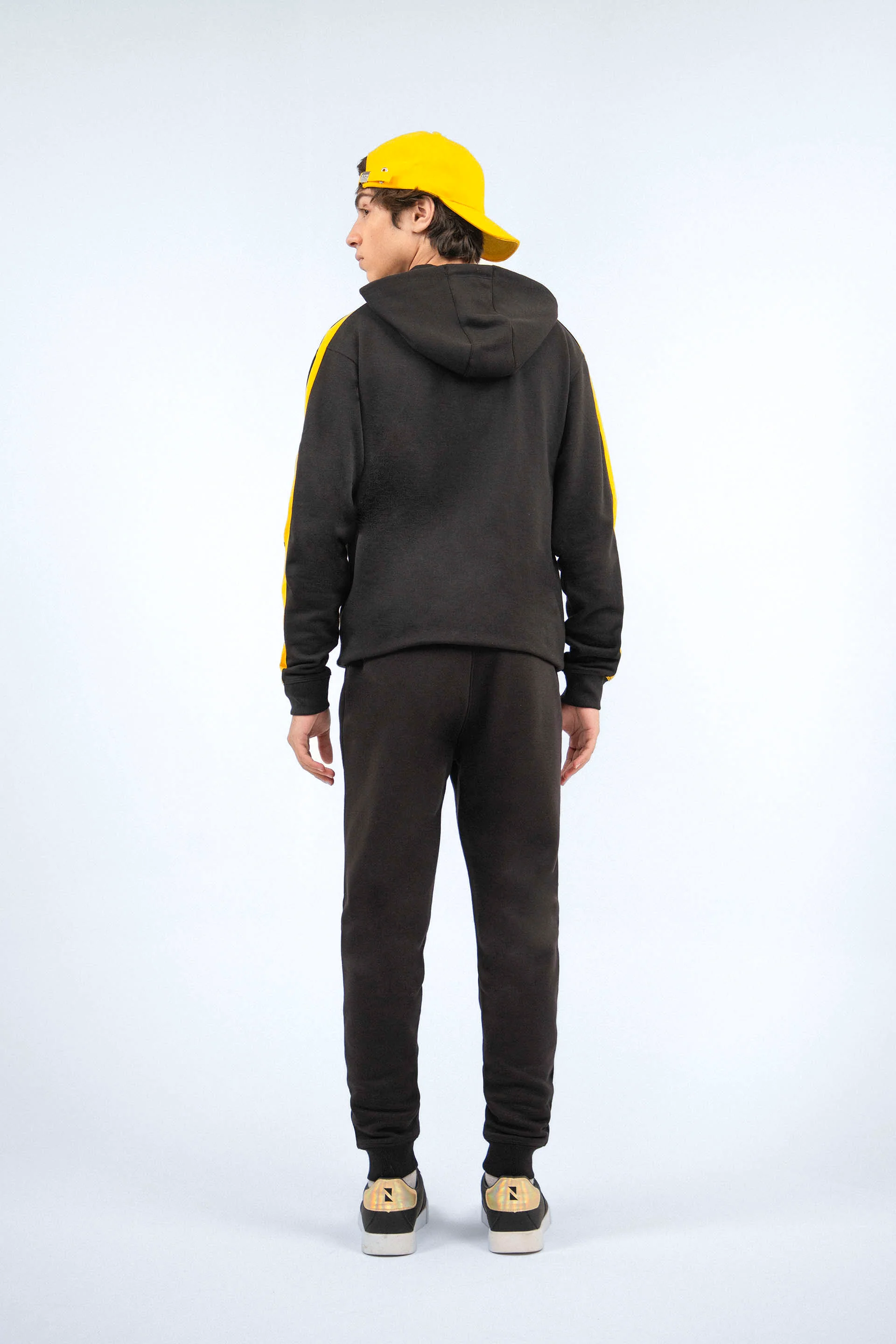 Panel Zipper Hoodie Black - Image 5