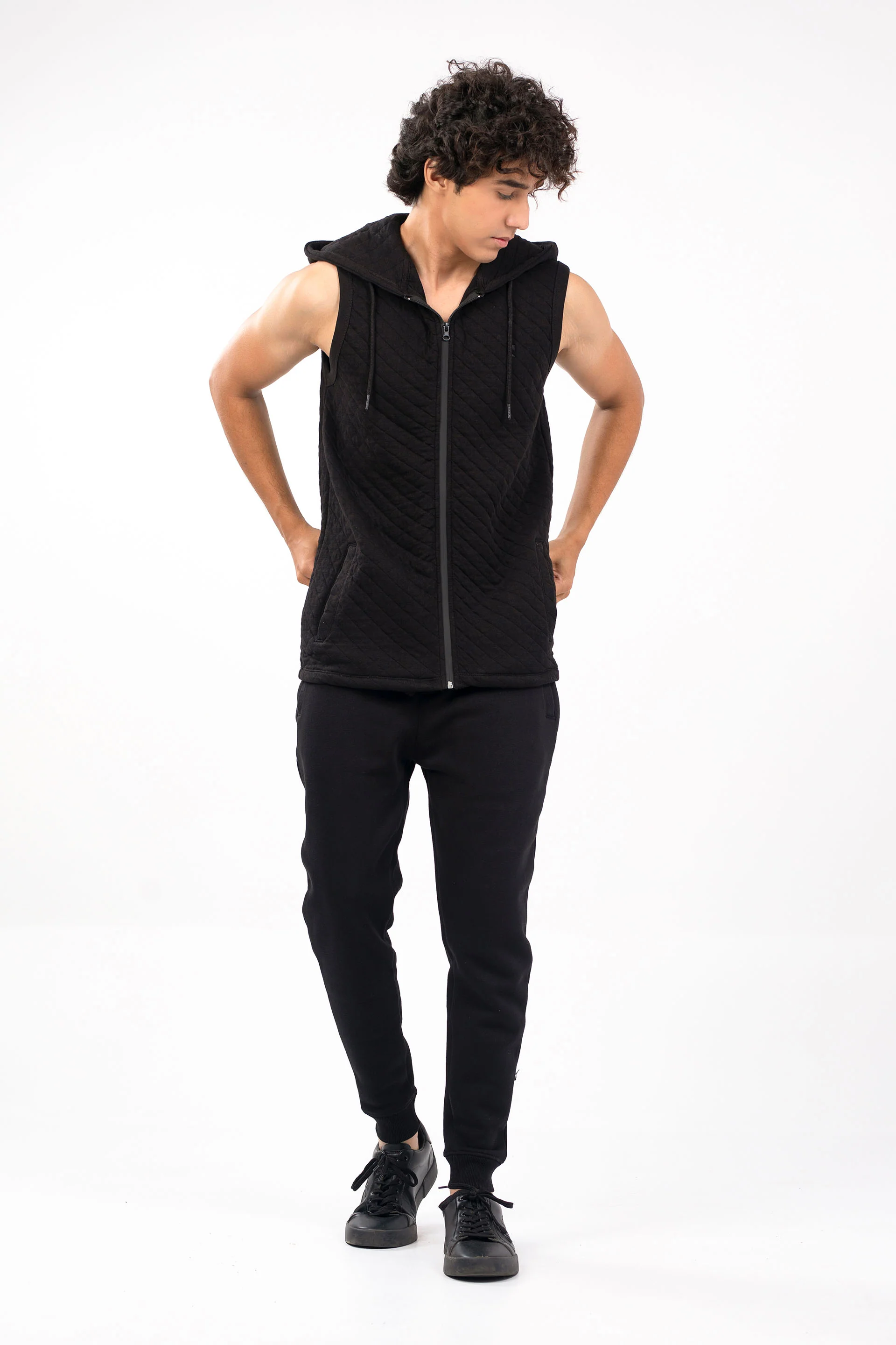 Sleeve Less Quilted Hoodie - Image 2