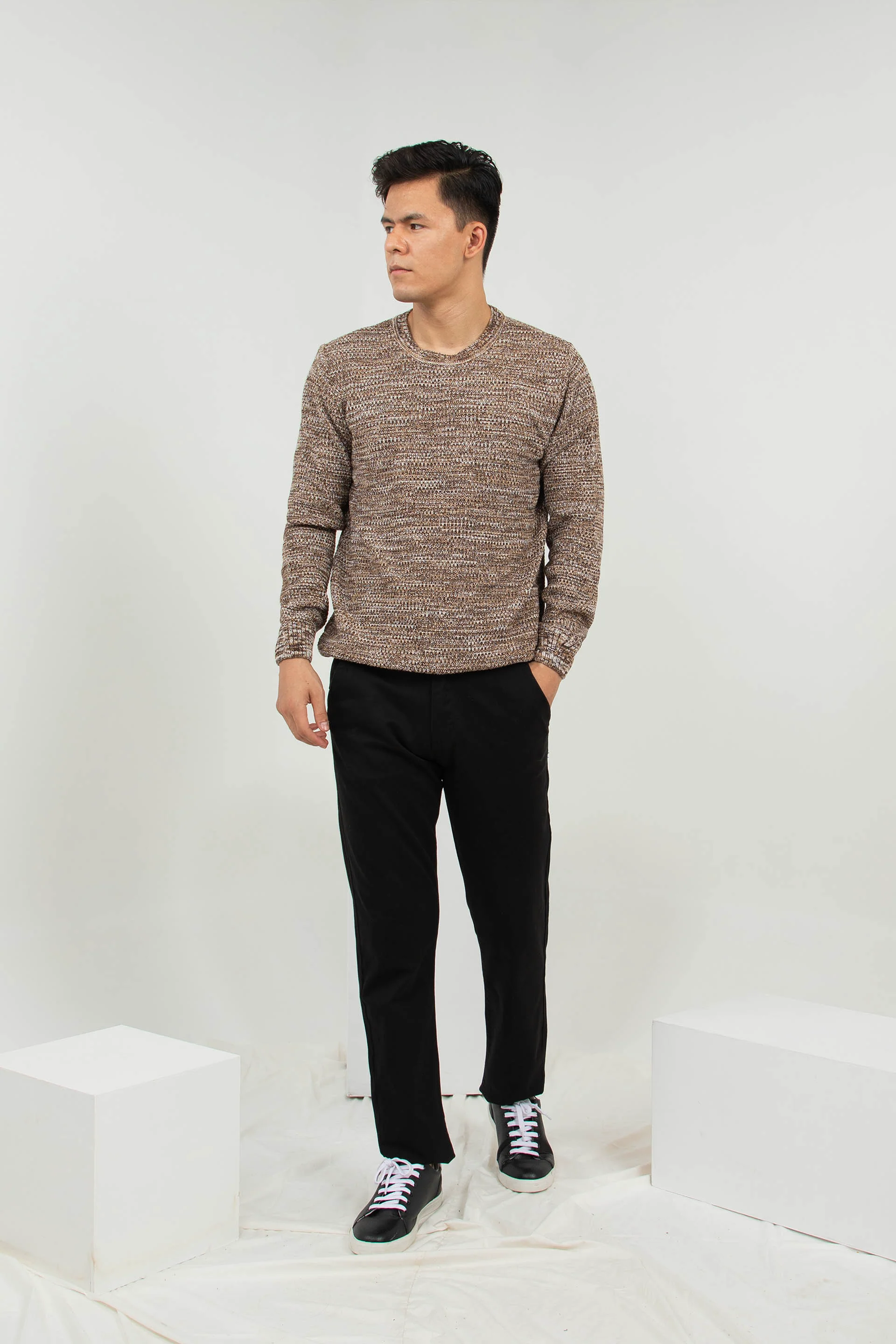 Textured Sweater Brown - Image 3