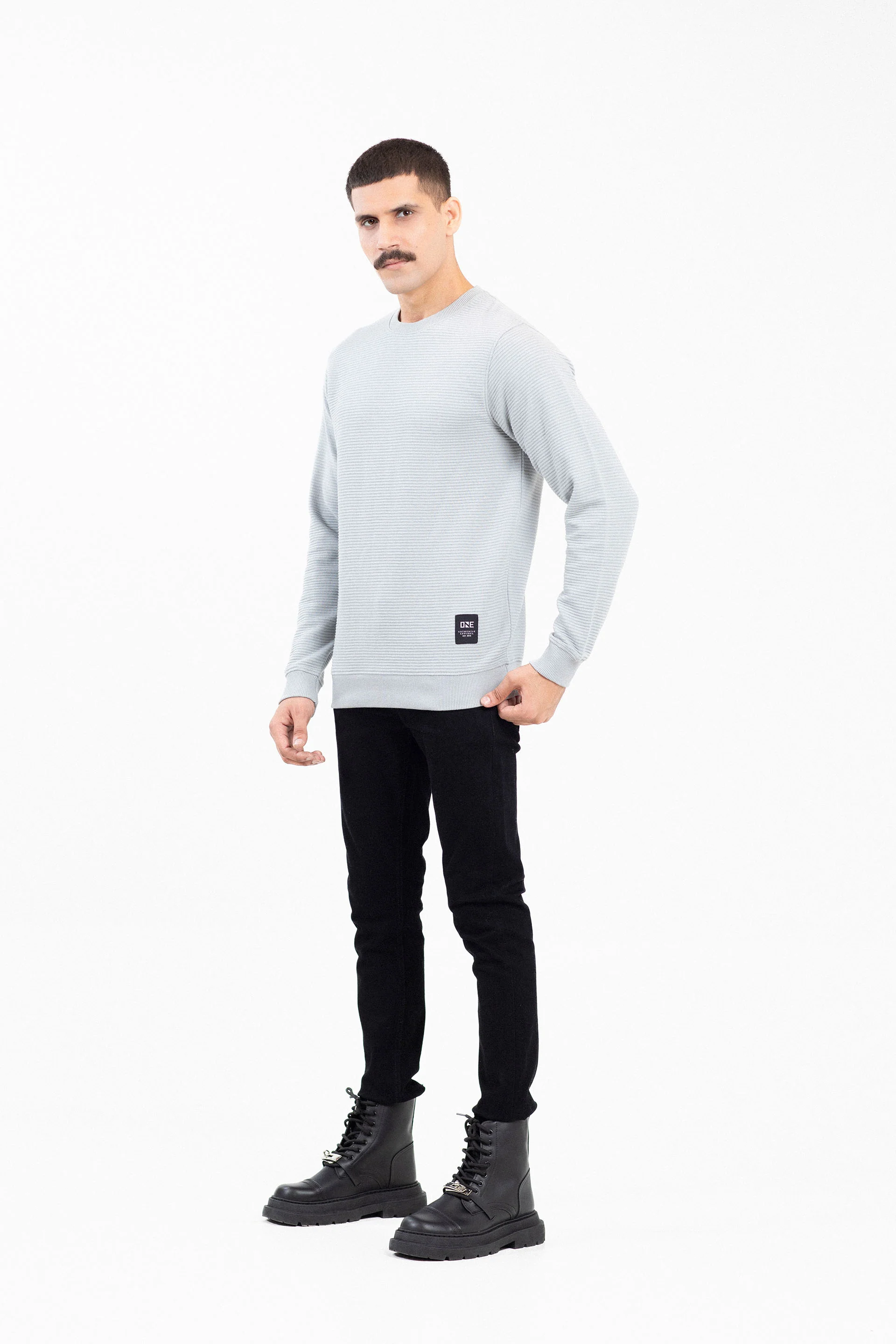 Basic Textured Sweatshirt - Image 3
