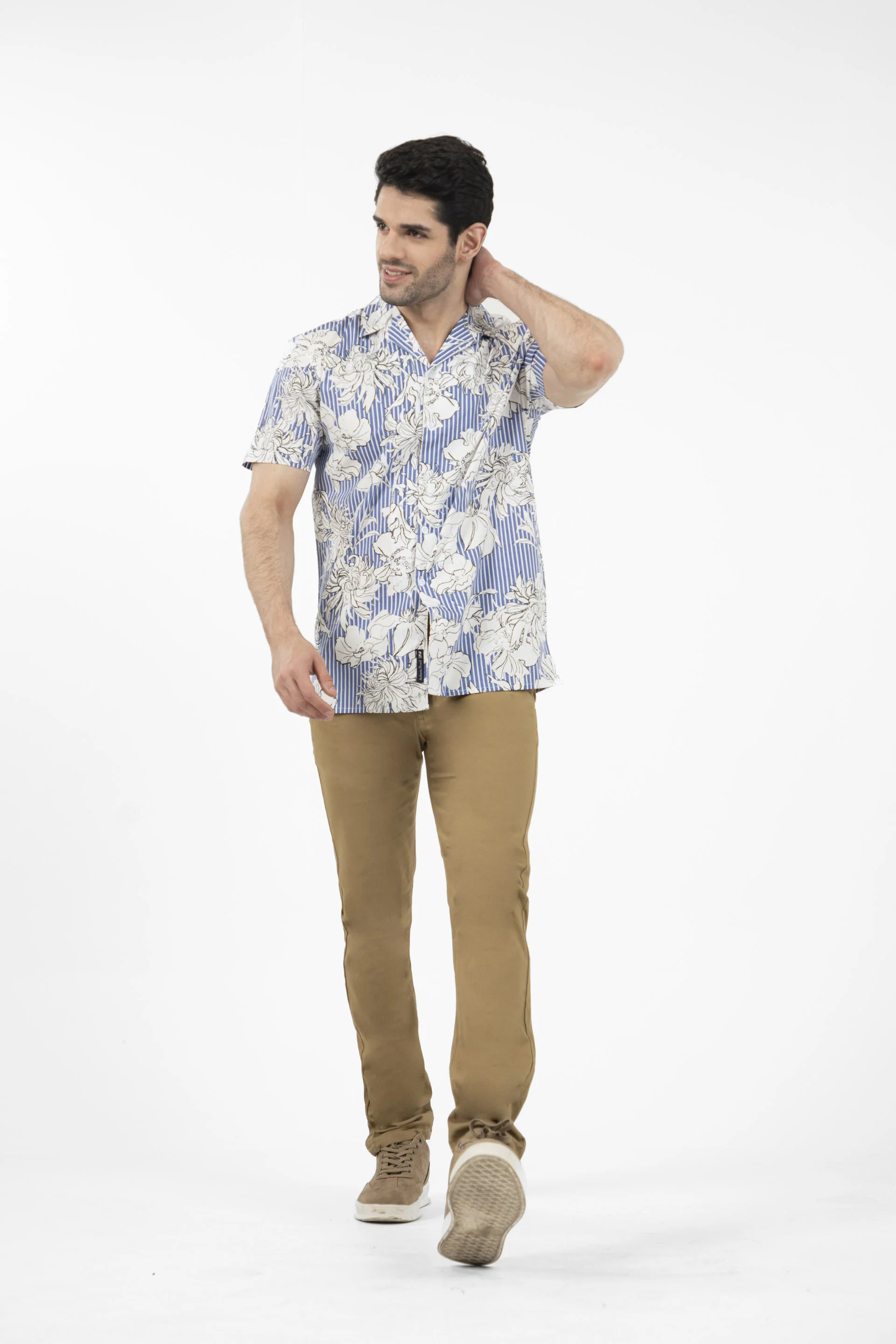 Floral Shirt Blue/White - Image 3