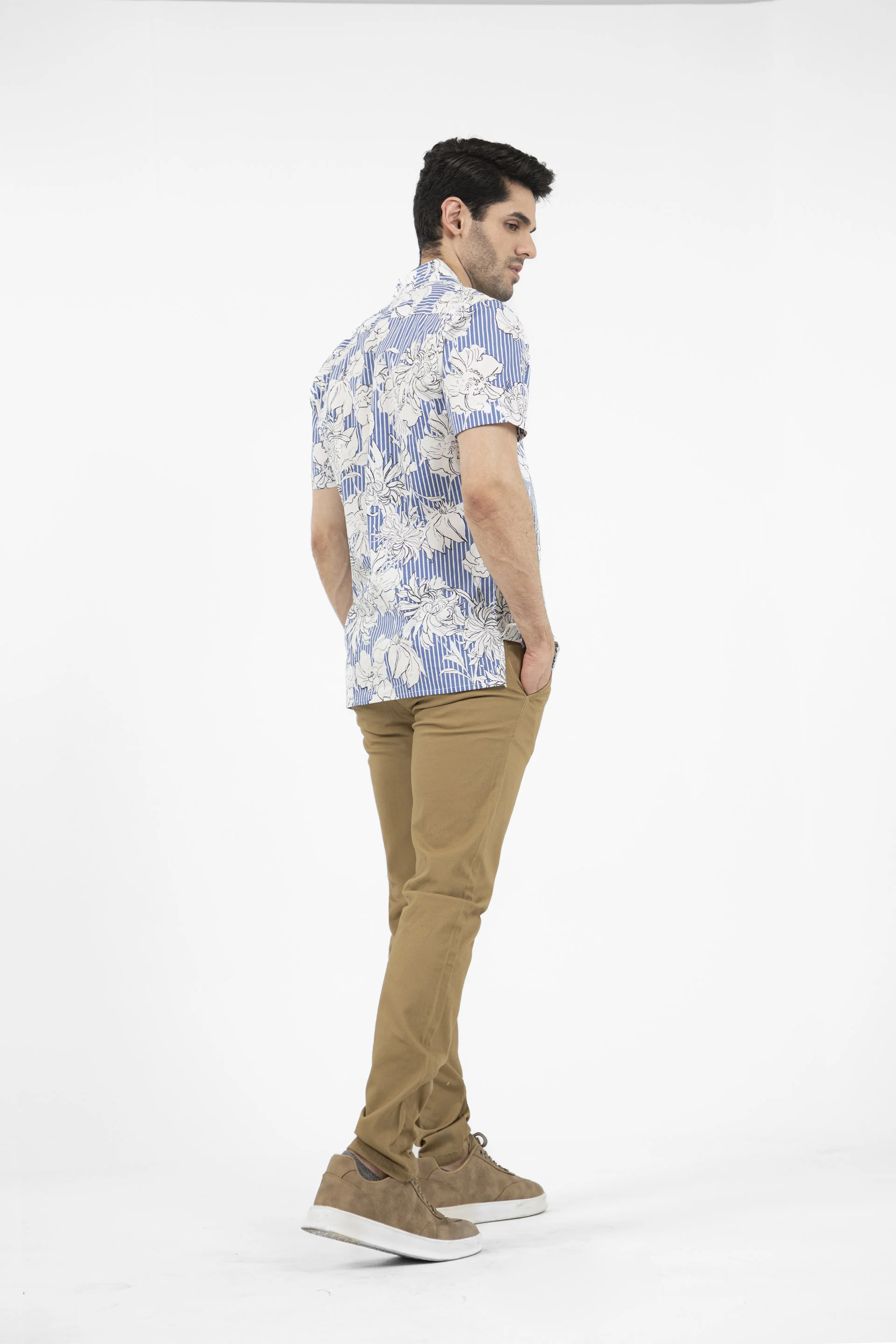 Floral Shirt Blue/White - Image 4
