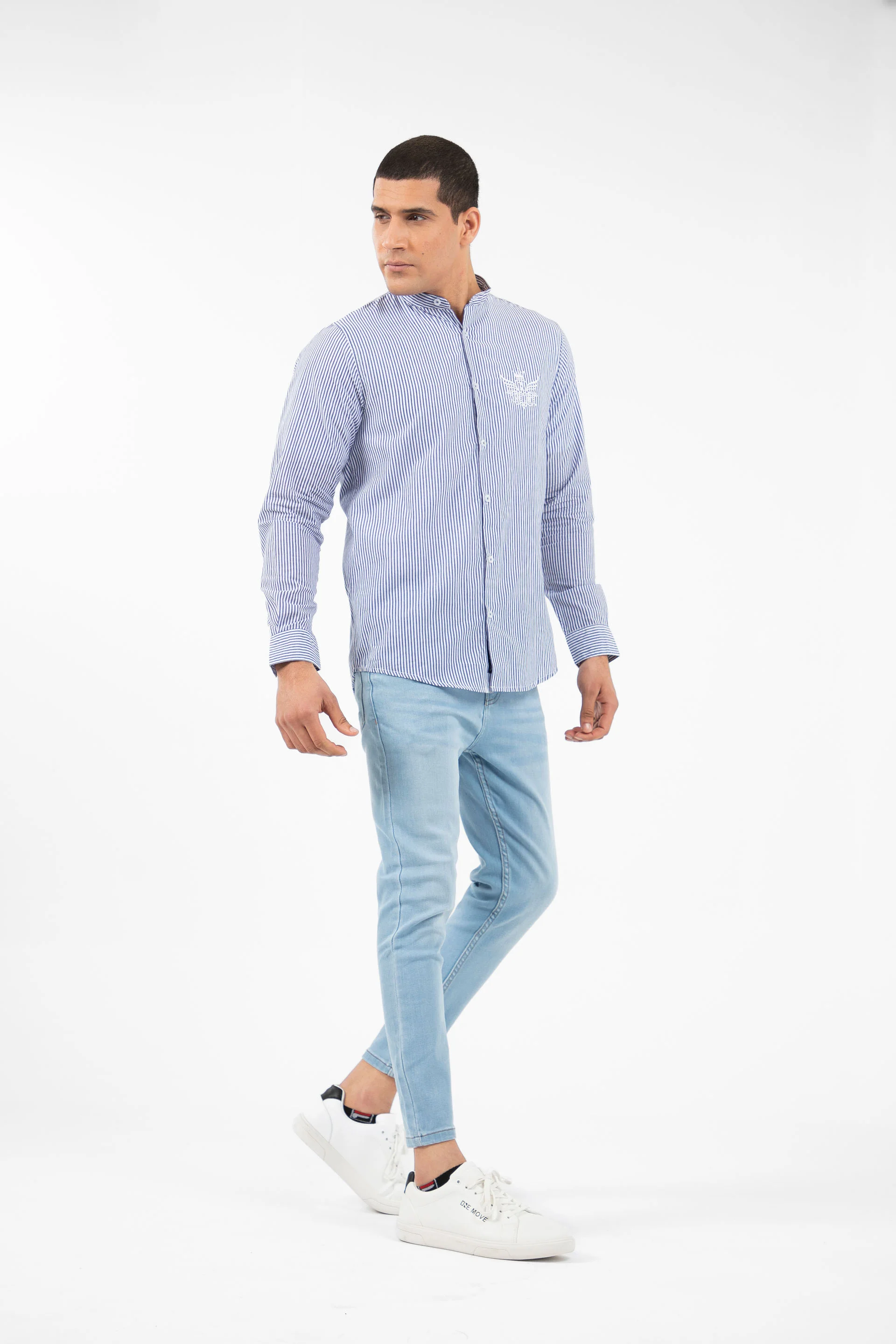 Embroidery Shirt Navy/White - Image 3