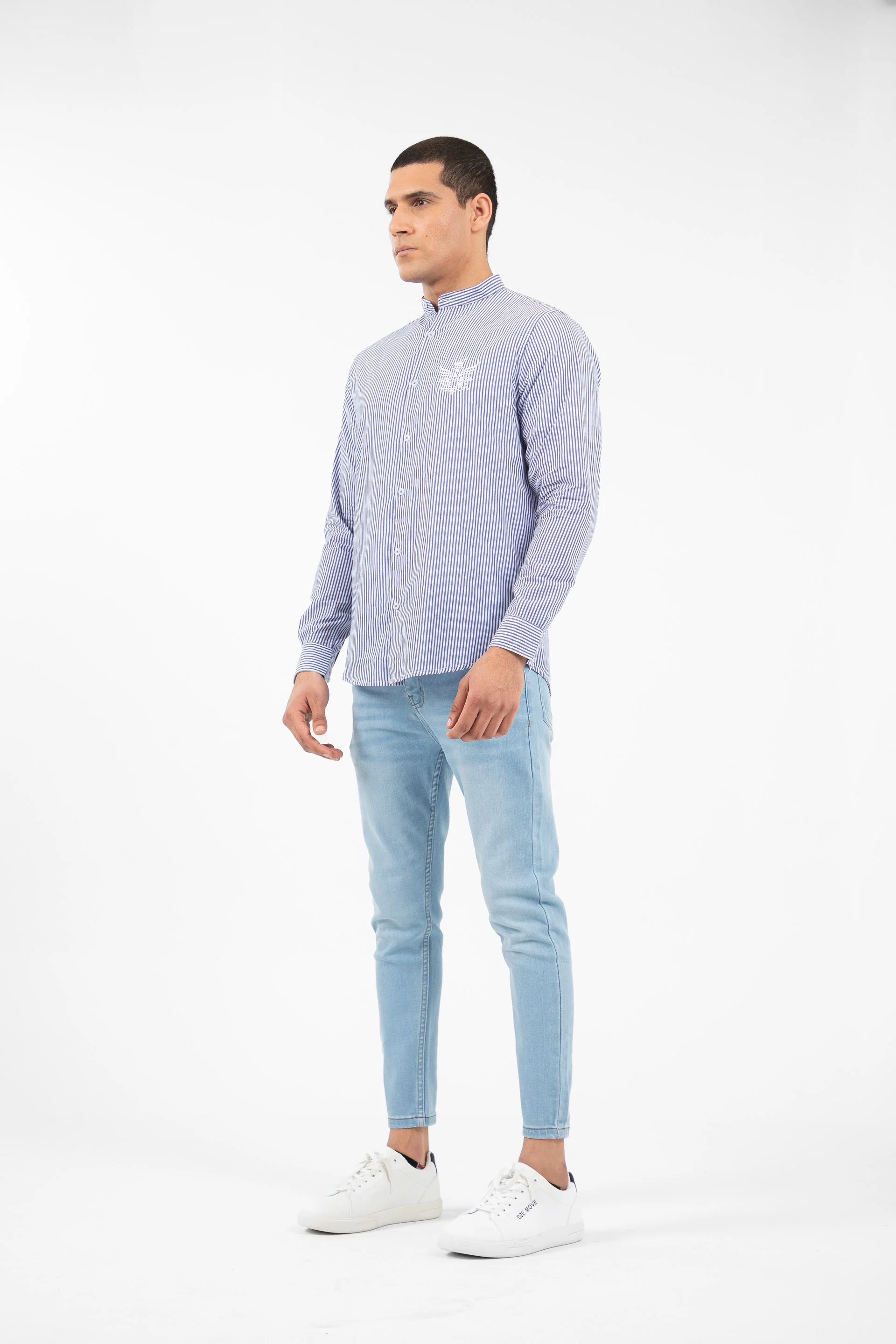 Embroidery Shirt Navy/White - Image 4