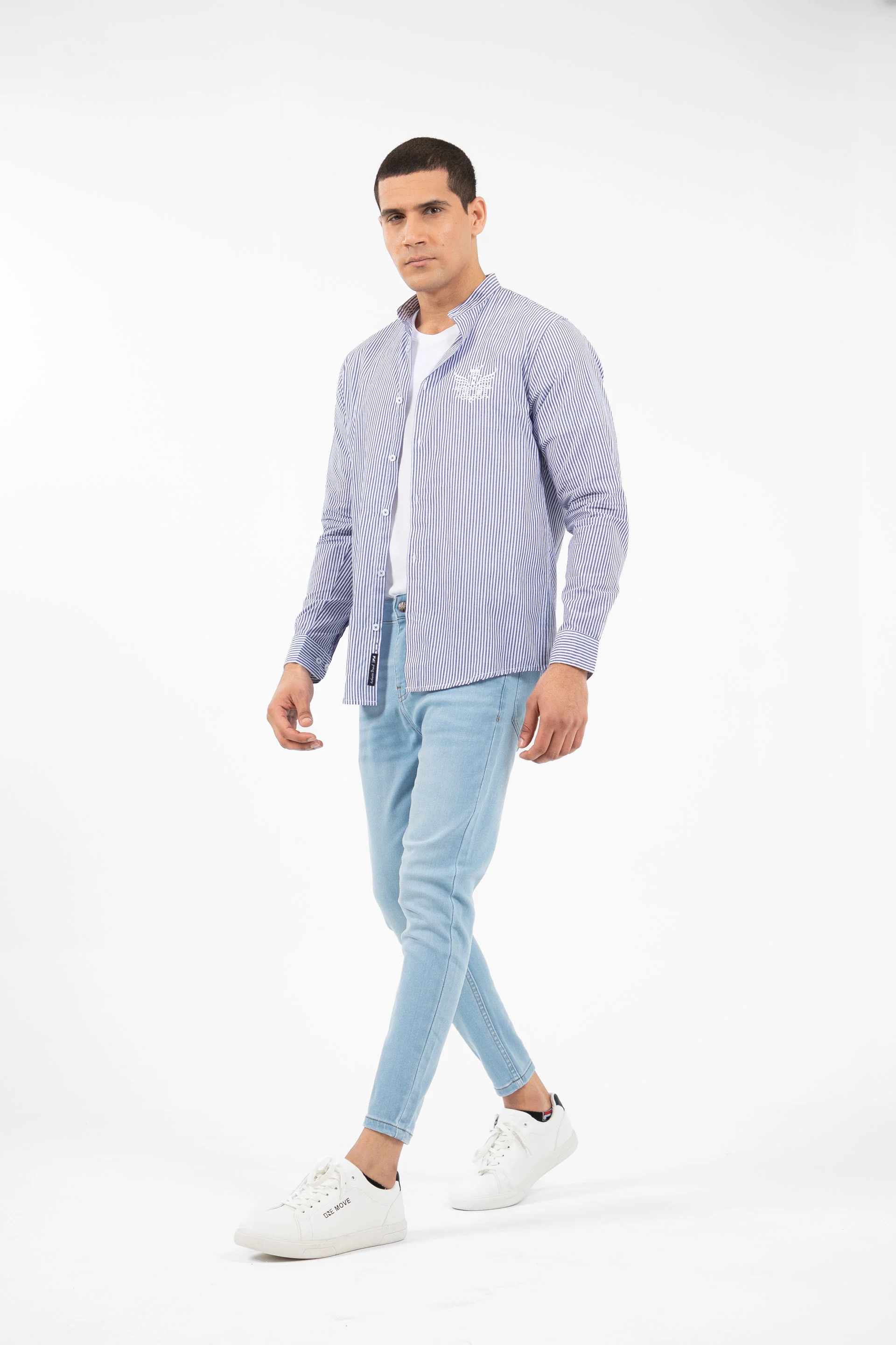 Embroidery Shirt Navy/White - Image 5