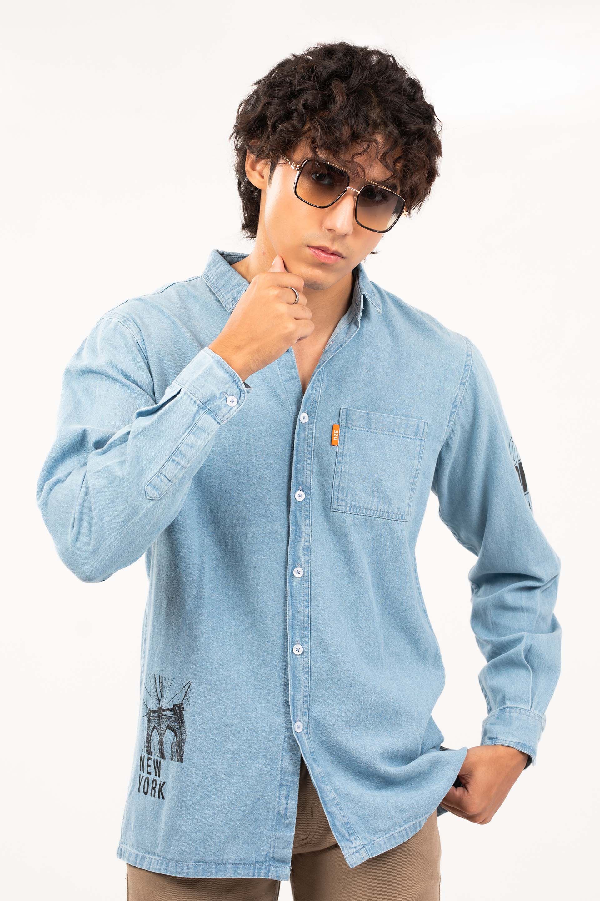 Printed Denim Shirt - Image 3