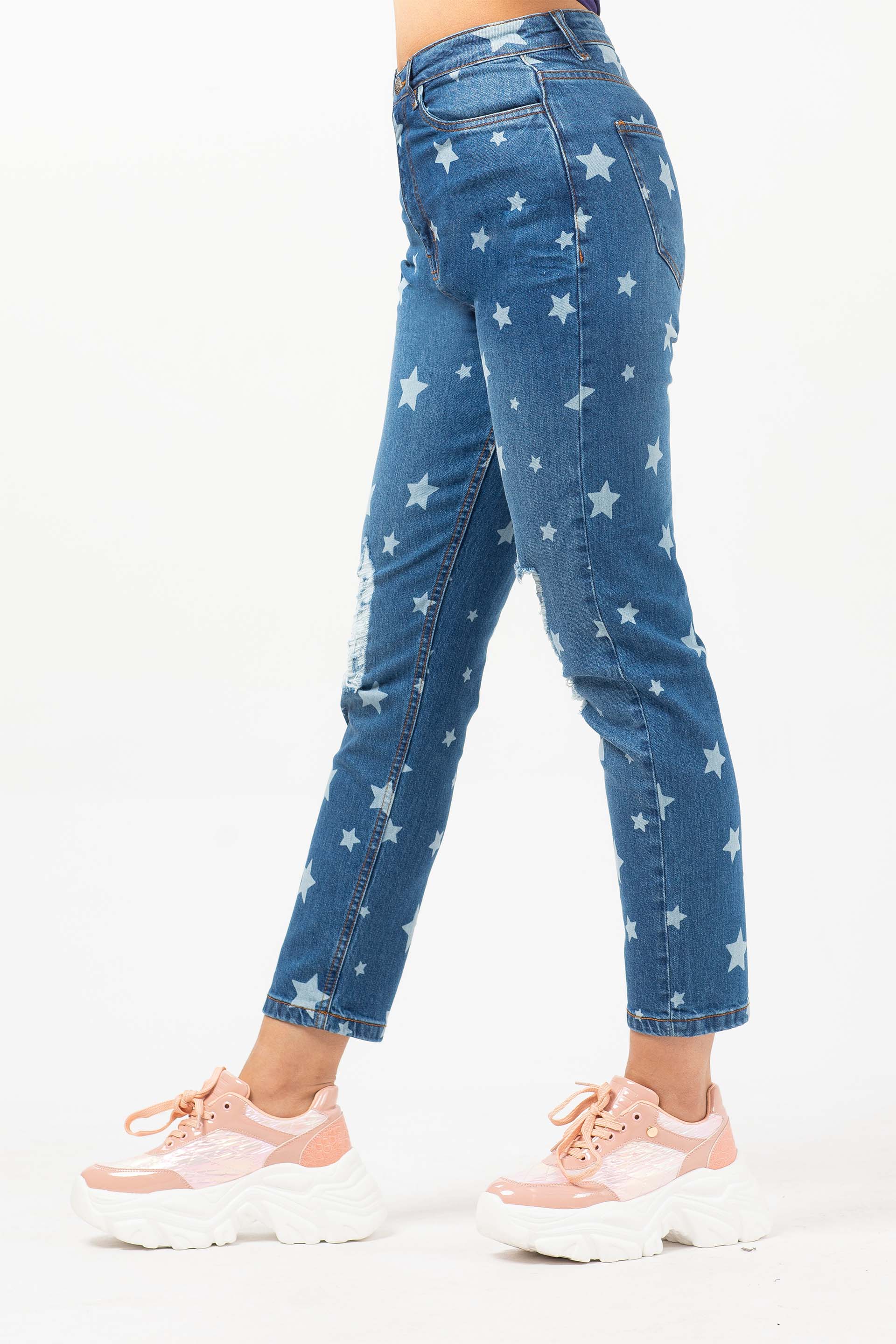 Printed Mom Jeans Blue - Image 2