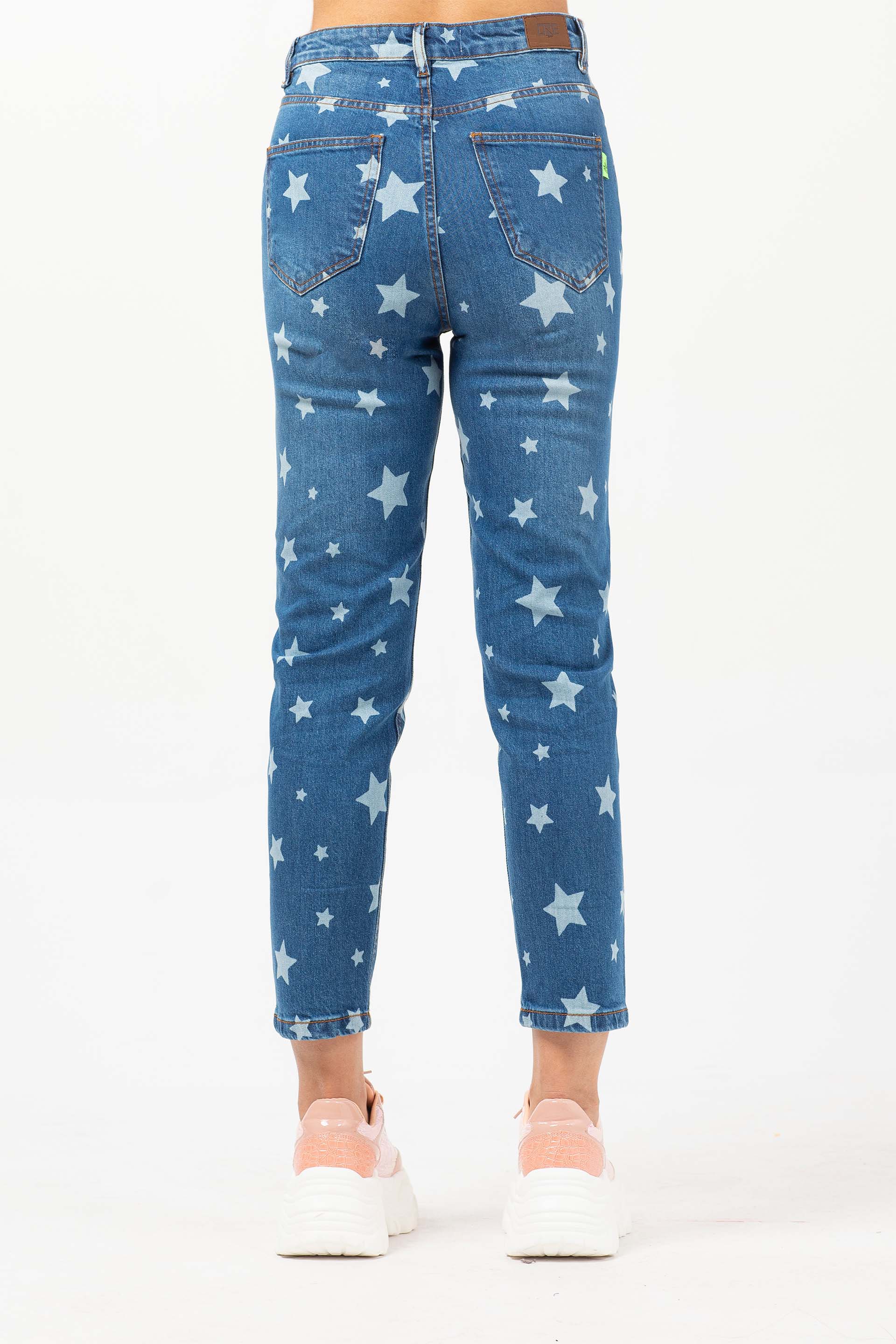 Printed Mom Jeans Blue - Image 4
