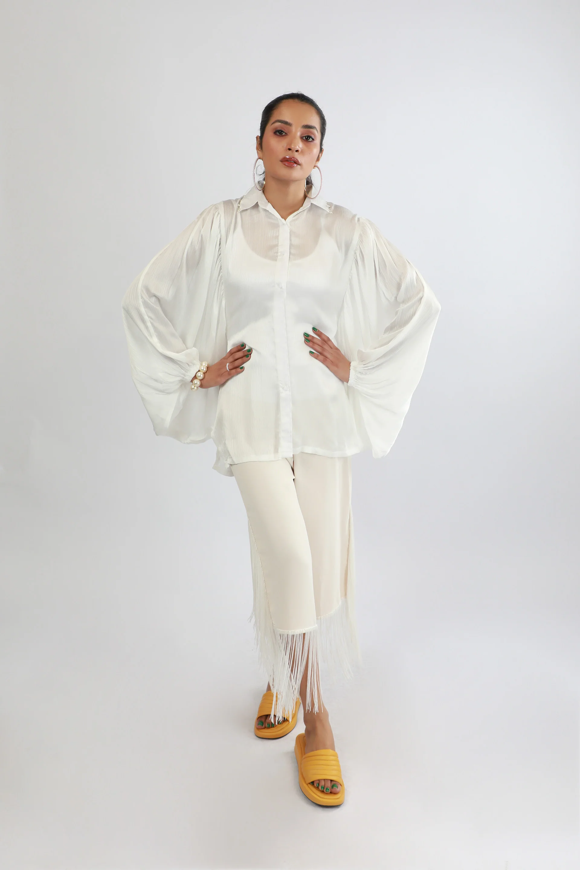 Fringed Pants Beige