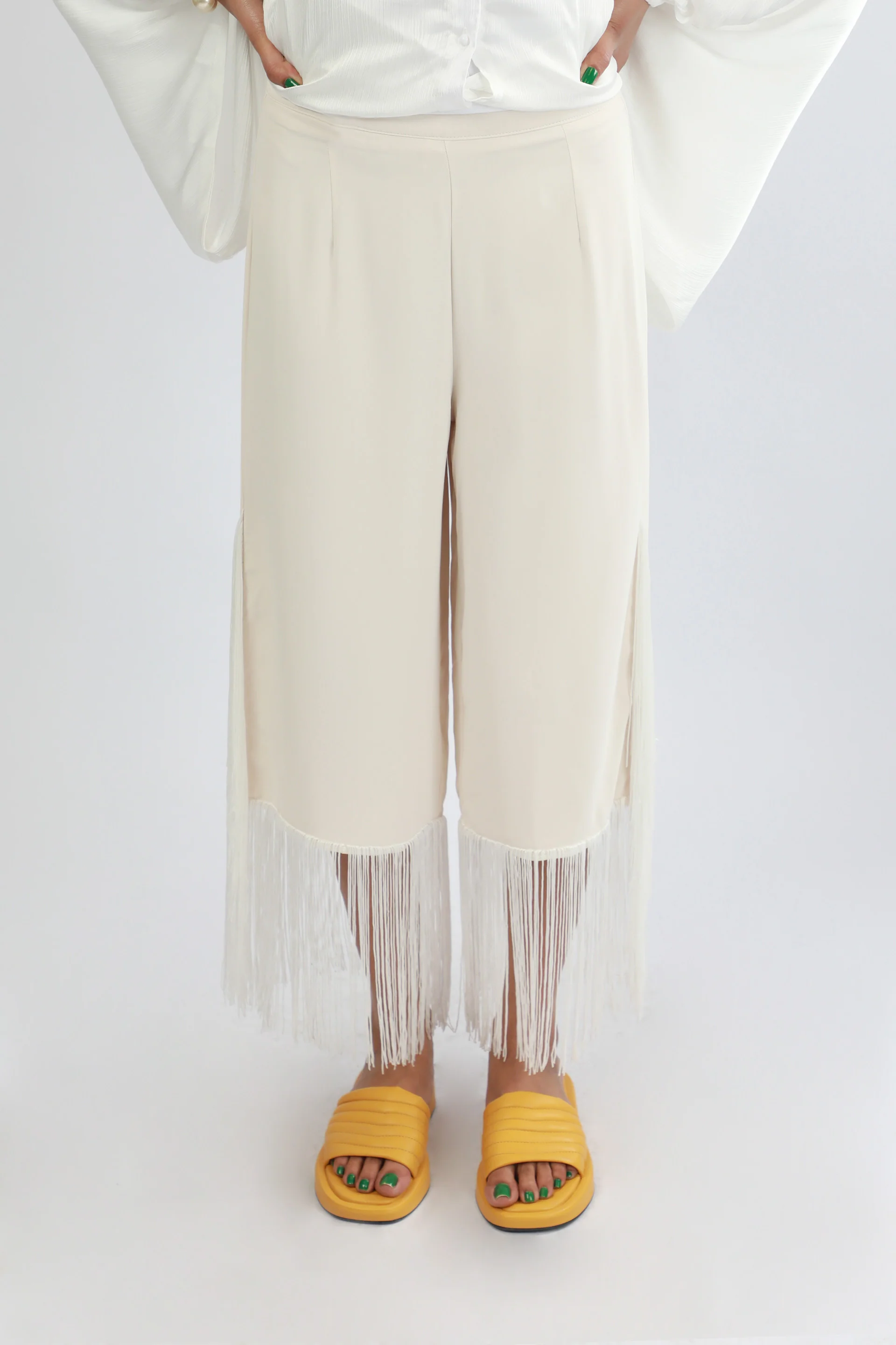 Fringed Pants Beige - Image 2