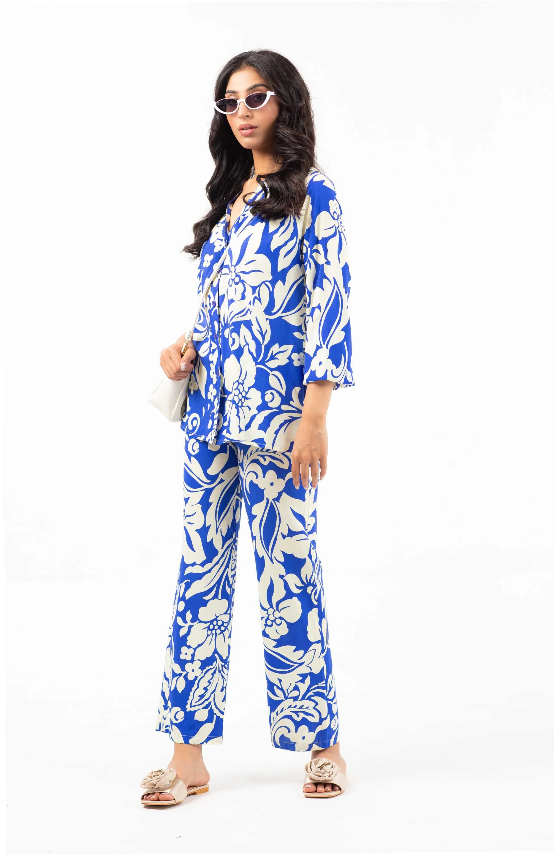 Printed Co-ord White/Blue - Image 2