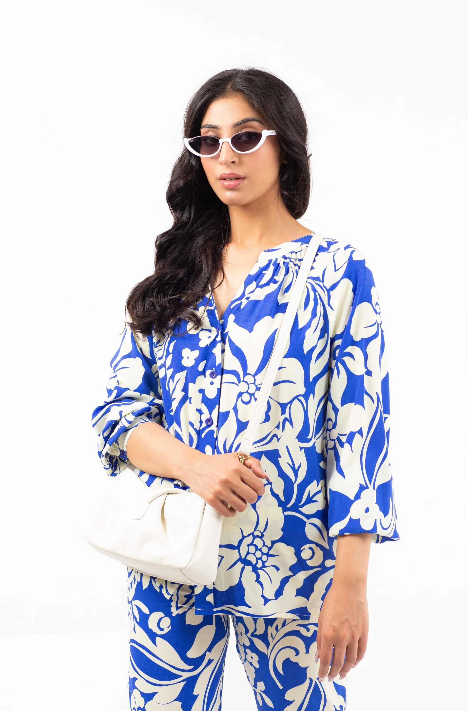 Printed Co-ord White/Blue - Image 3