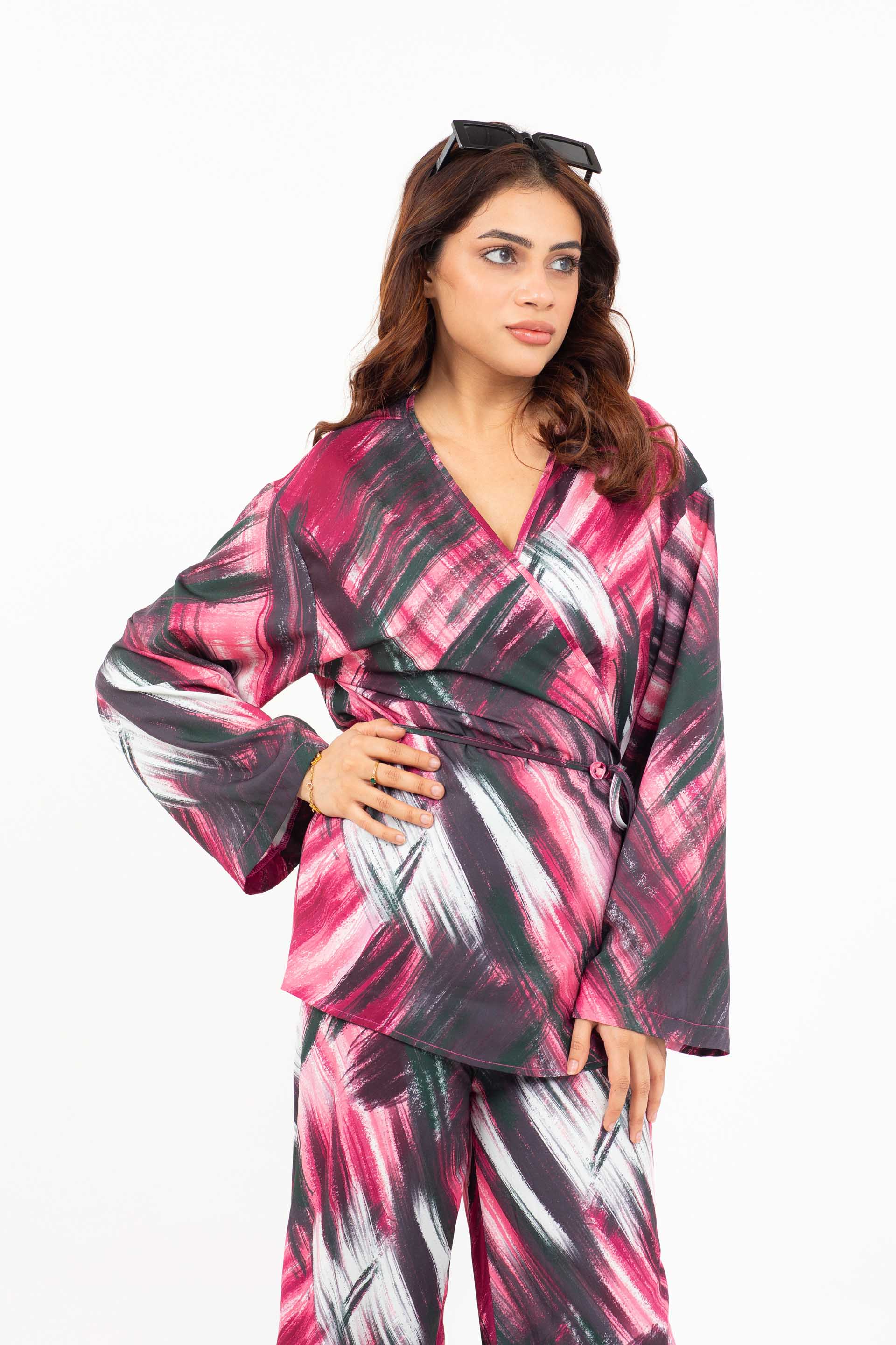 Wrap around Co-ord Pink/Black - Image 3