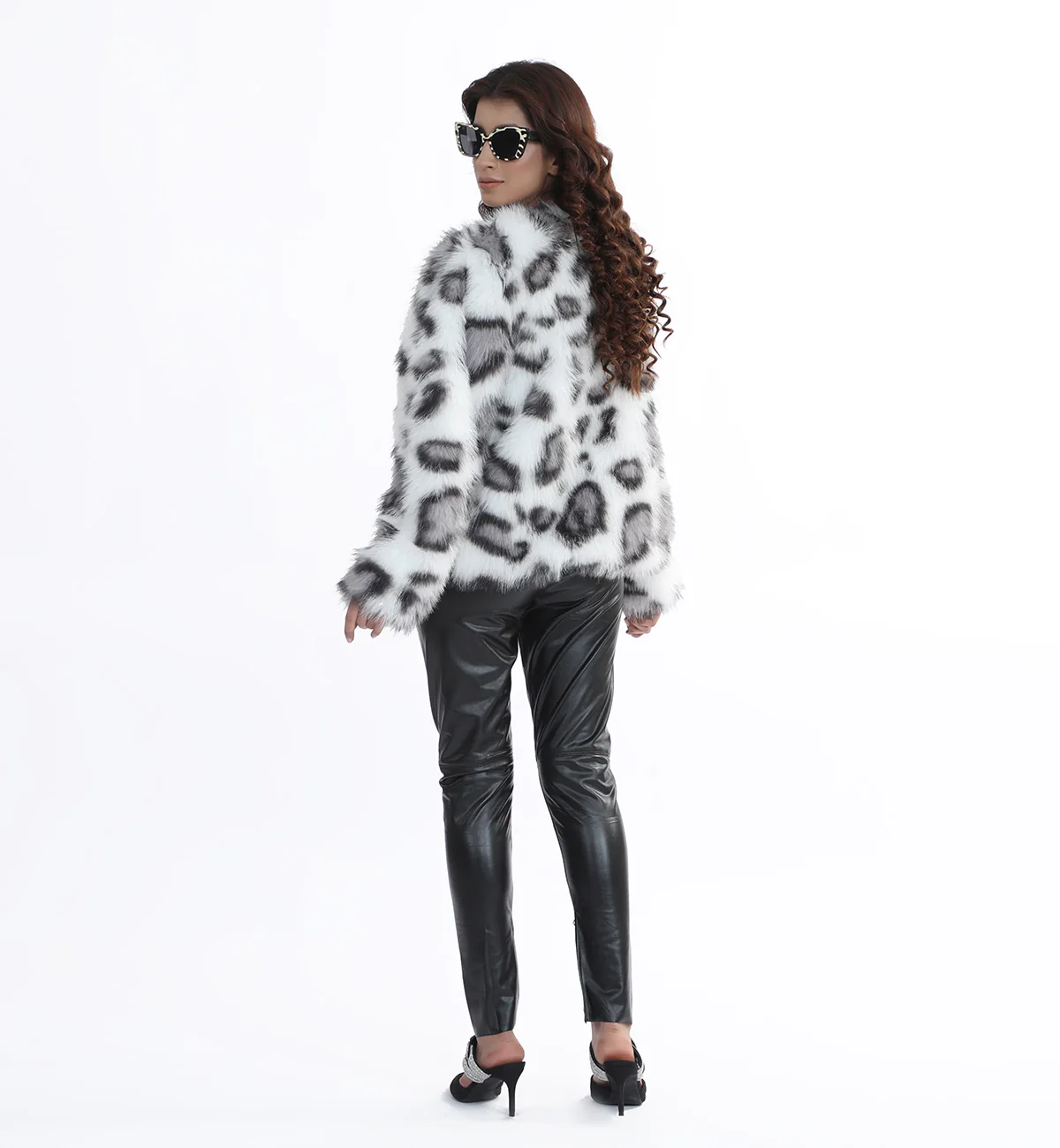 Faux Fur Coat White/Black - Image 5