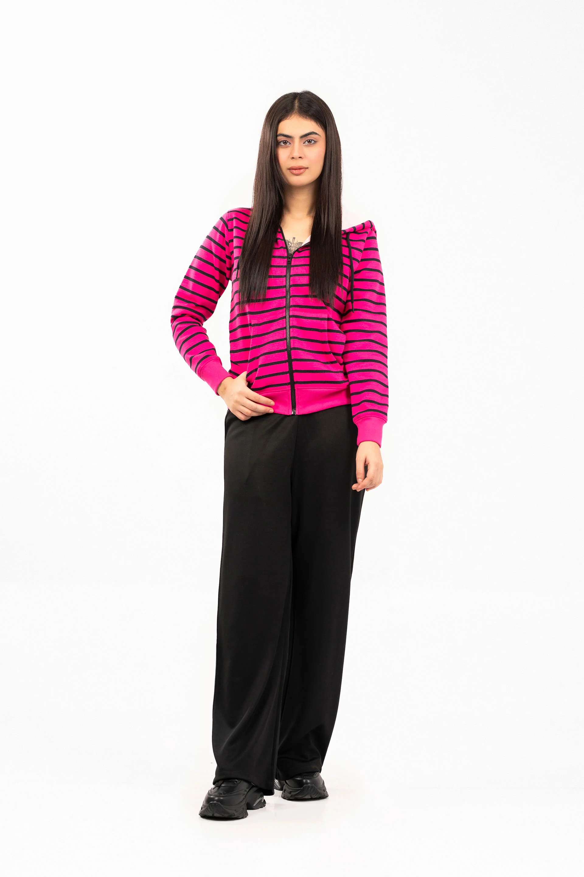 Striped Zipper Hoodie - Image 2