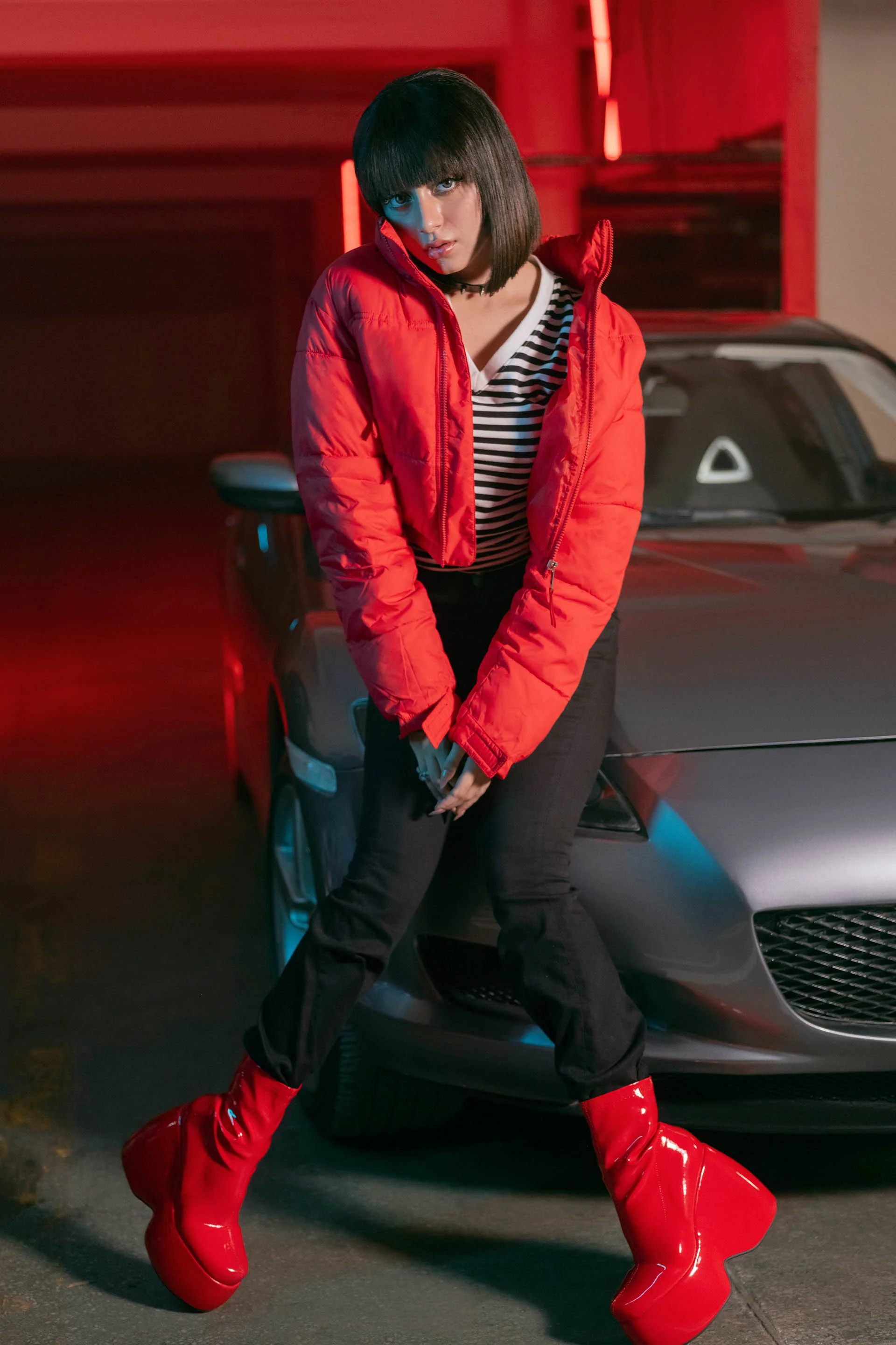Cropped Puffer Red - Image 3