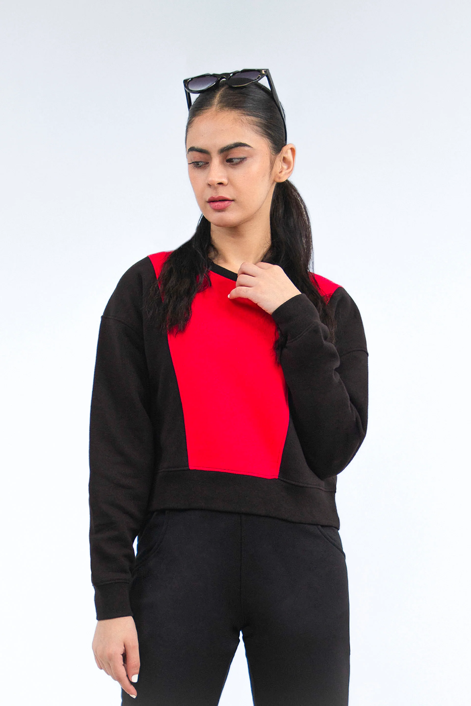 Contrasting Sweatshirt Black/Pink