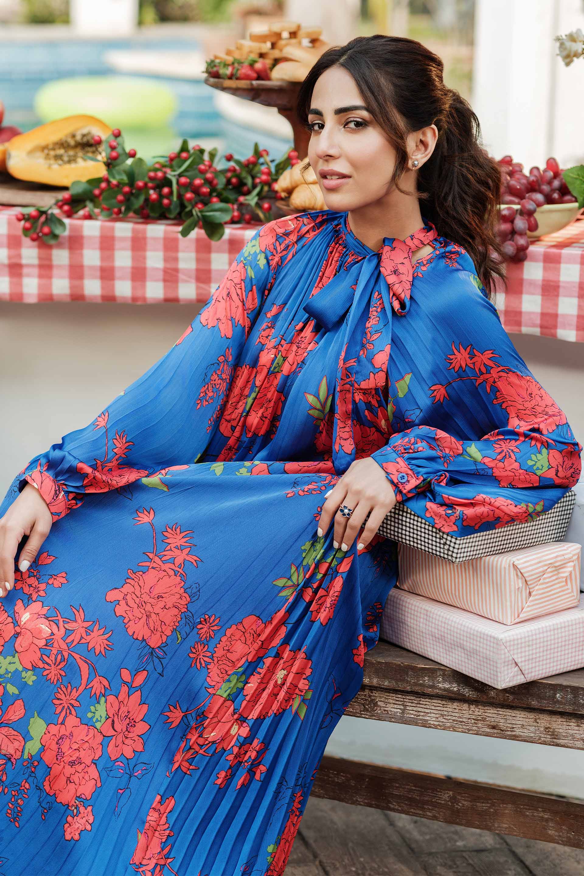 Pleated Printed Dress - Image 2