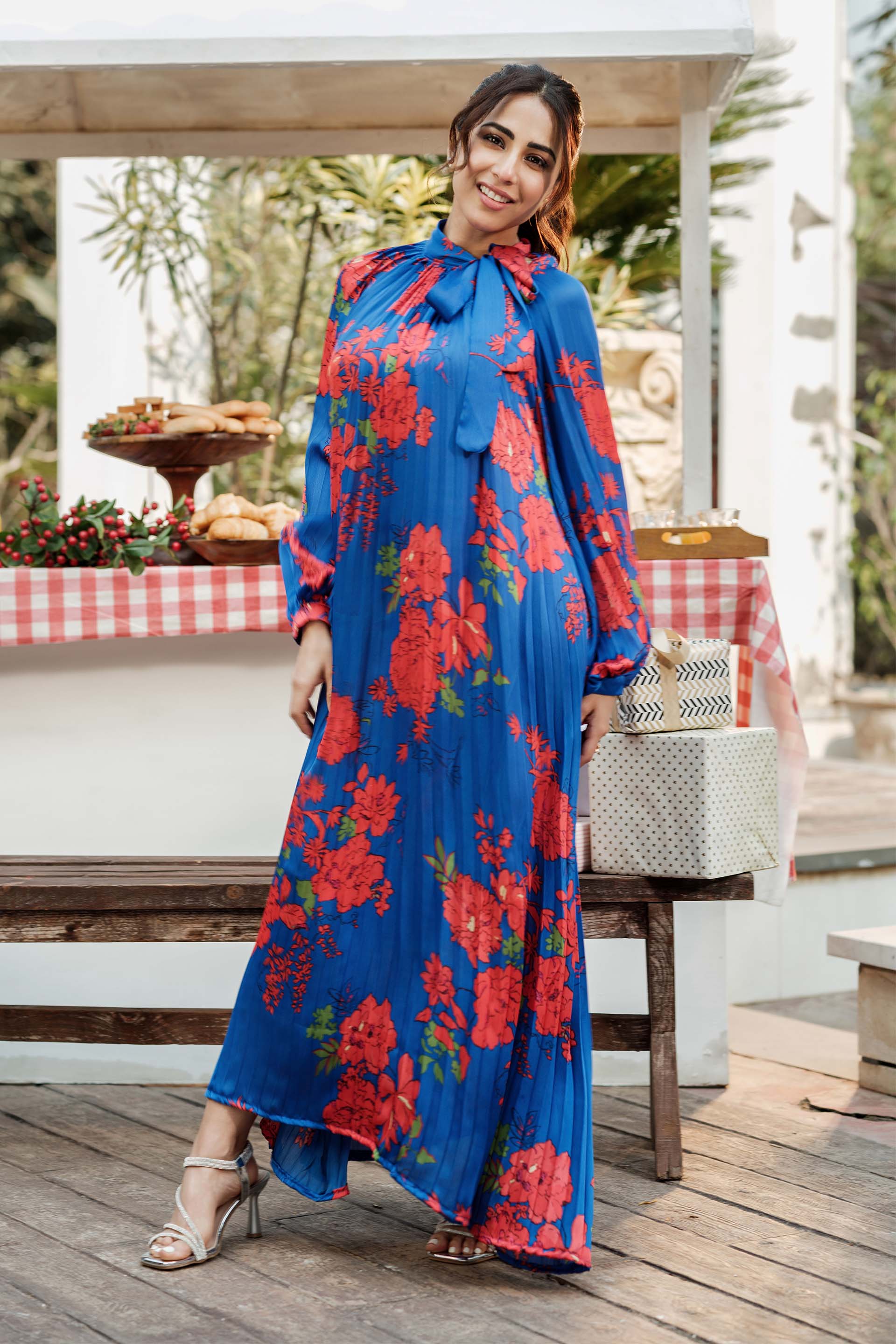 Pleated Printed Dress - Image 4